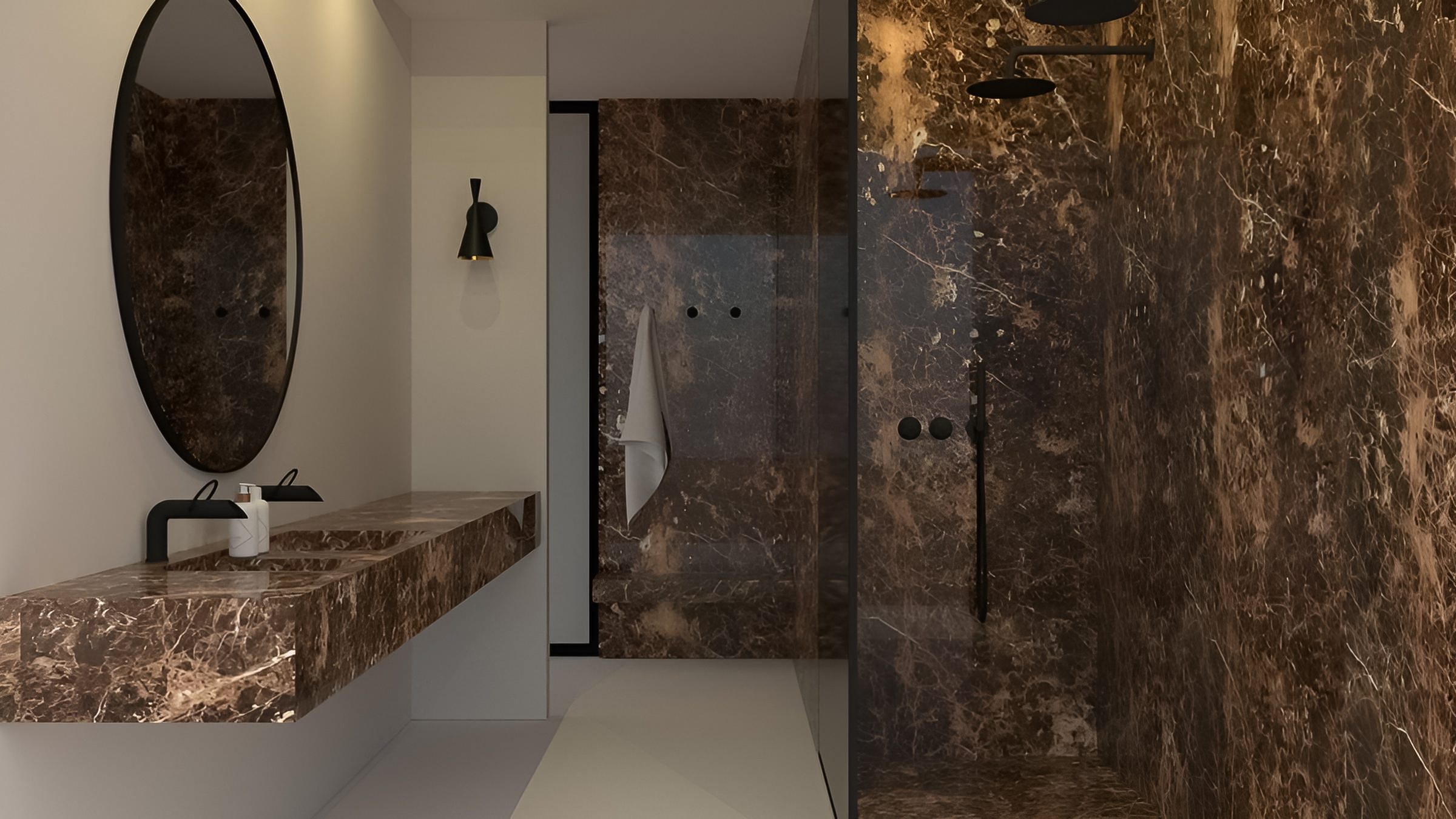Мрамор Имперадор Дарк Экстра в интерьере