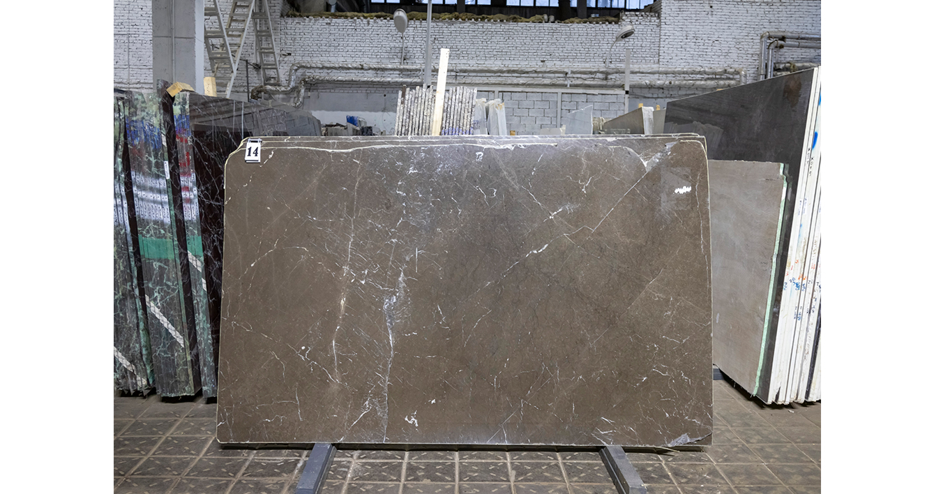 Престиж Брауни Грей / Prestige Brown Grey — слэб 30 мм, полированный · 2400 × 1450 мм · партия В · № 014