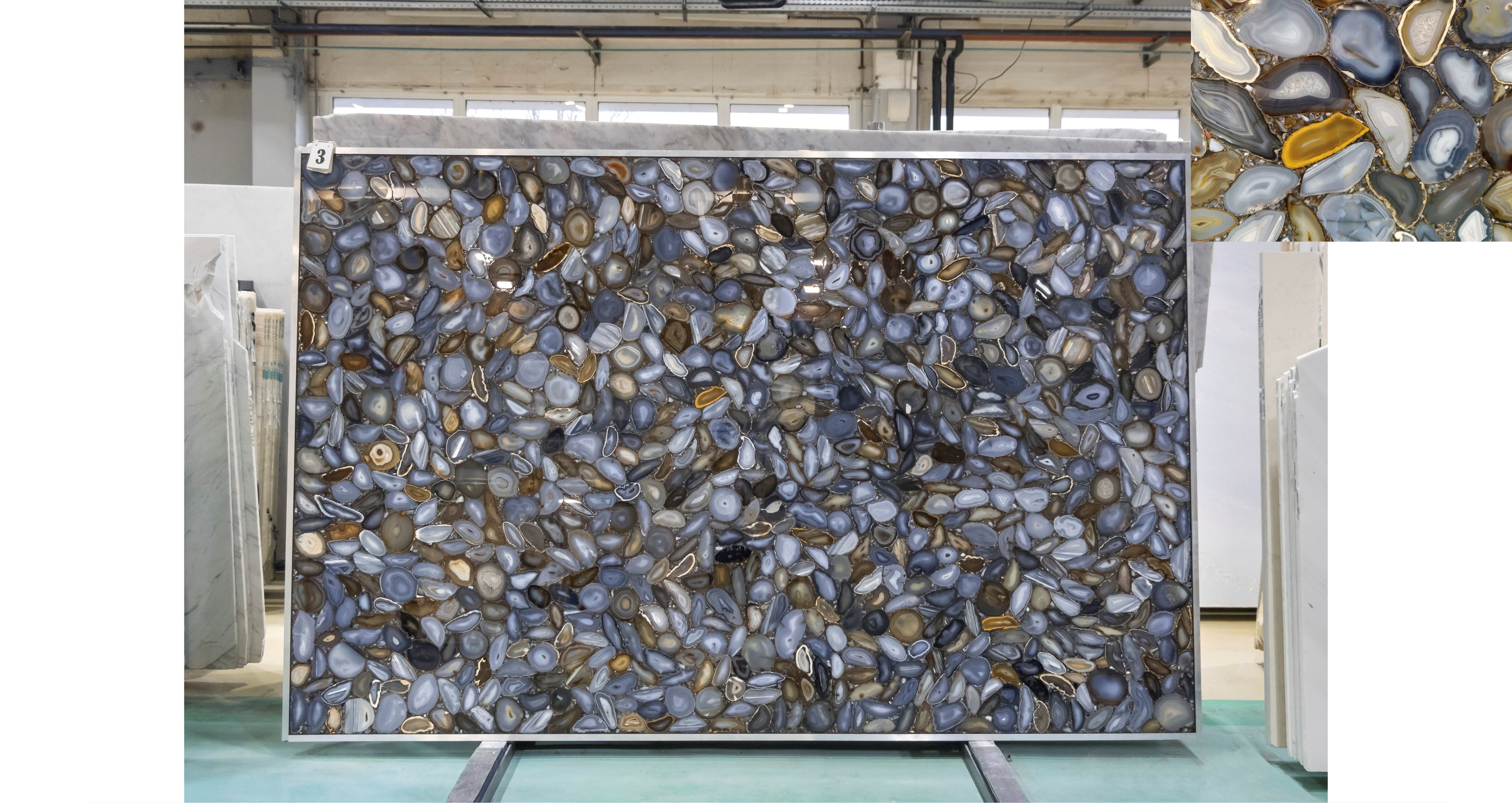 Эксклюзив Блю Агат Натурале / Blue Agate Naturale — слэб 20 мм, полированный · 2800 × 1800 мм · партия Б* · № 003