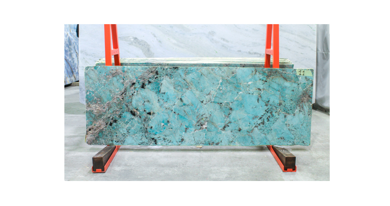 Гранит Амазонит Экстра / Amazonite Extra — слэб 20 мм, полированный · 1960 × 650 мм · партия Л · № 011