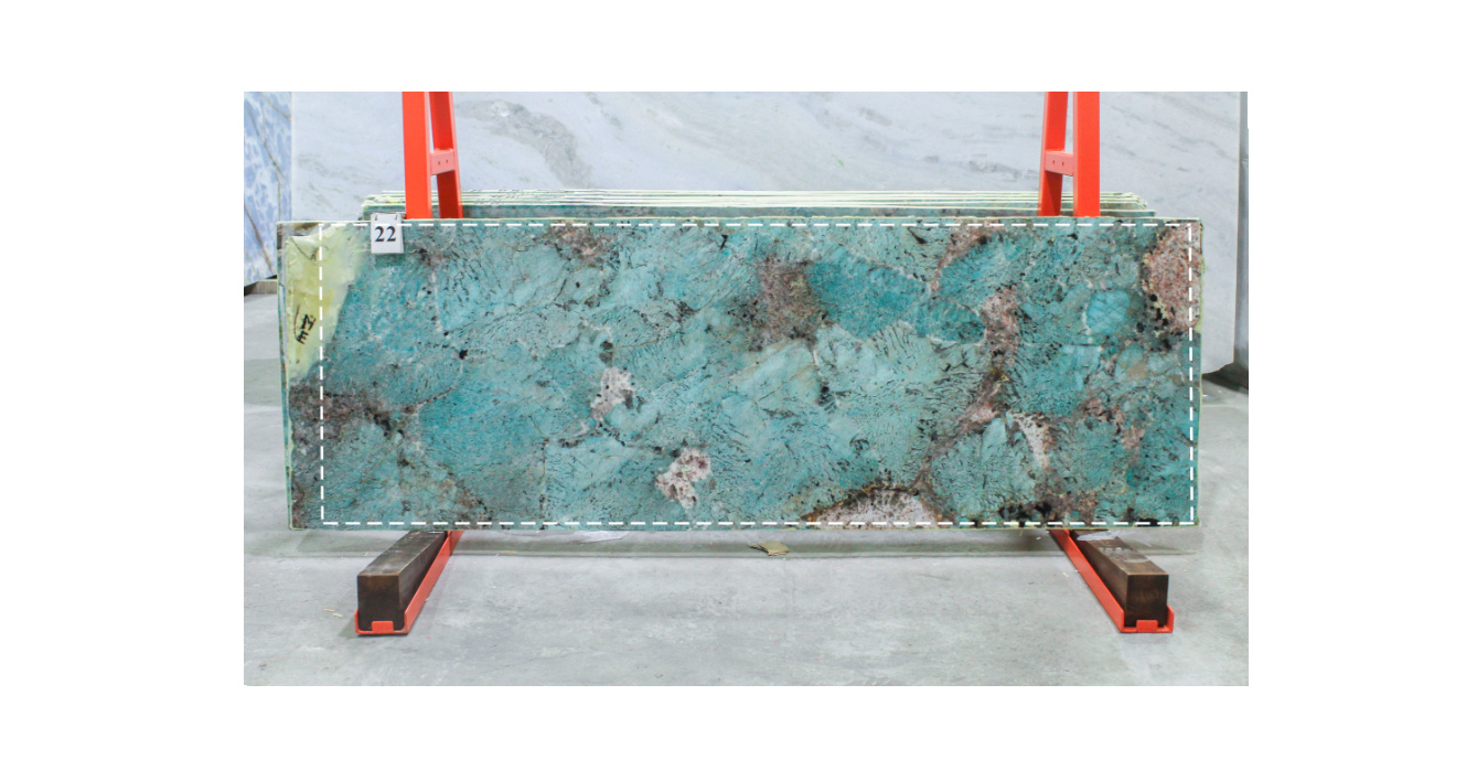 Гранит Амазонит Экстра / Amazonite Extra — слэб 20 мм, полированный · 1780 × 650 мм · партия Л · № 022