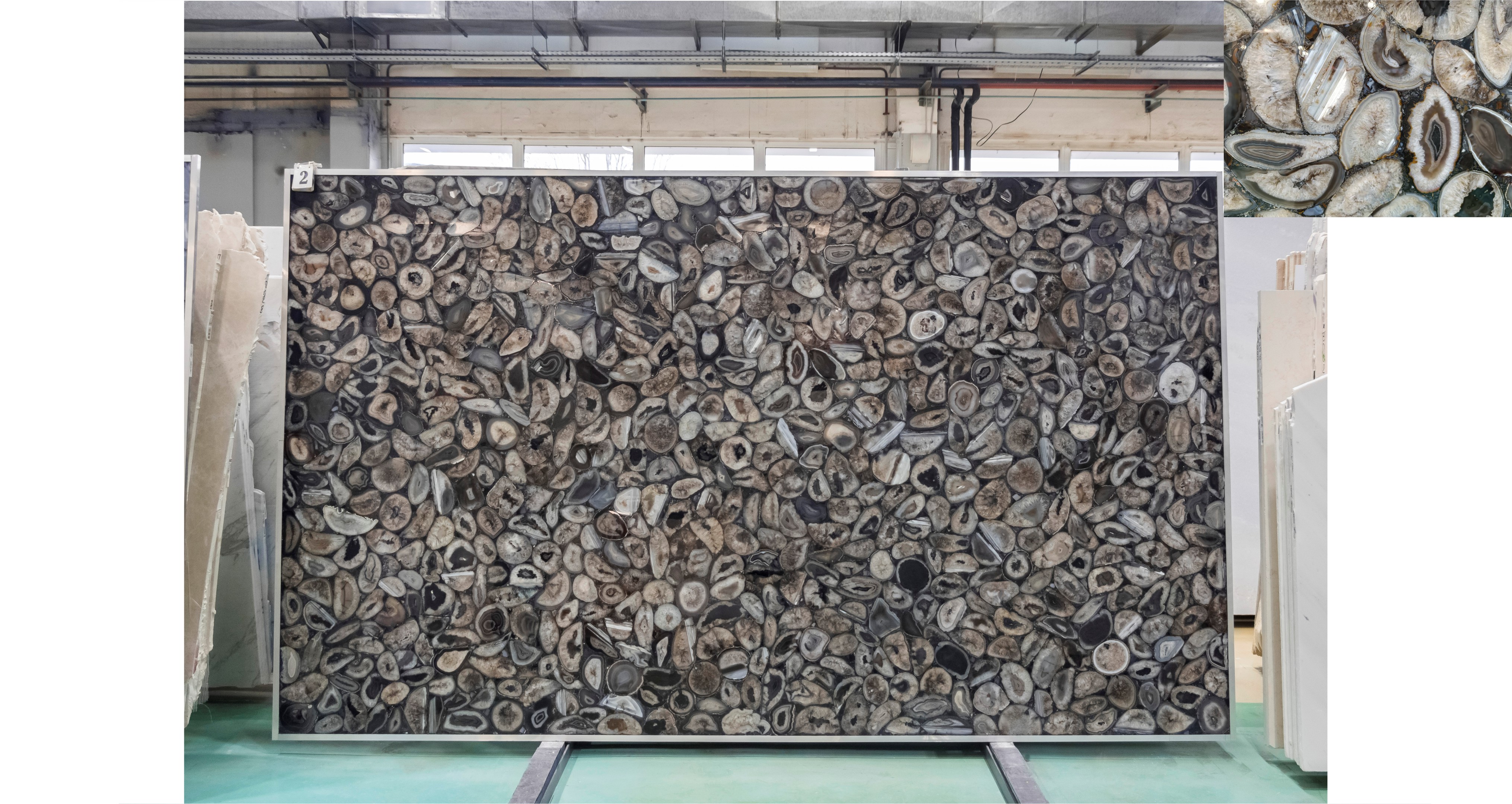 Эксклюзив Блэк Агат / Black Agate — слэб 20 мм, полированный · 3200 × 1900 мм · партия В* · № 002