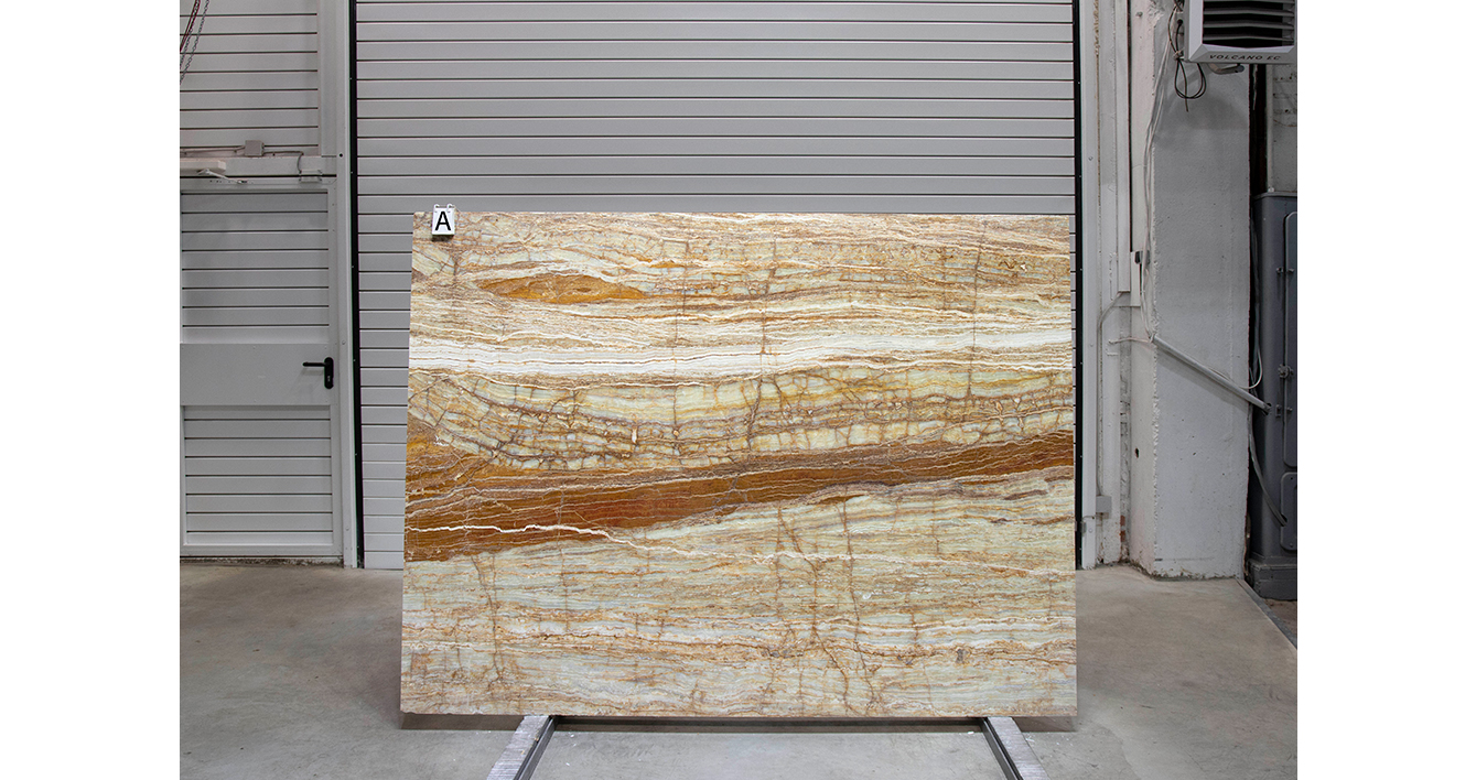Травертин Траоникс / Travertine Traonyx — слэб 20 мм, полированный · 2110 × 1530 мм · партия А · № 036