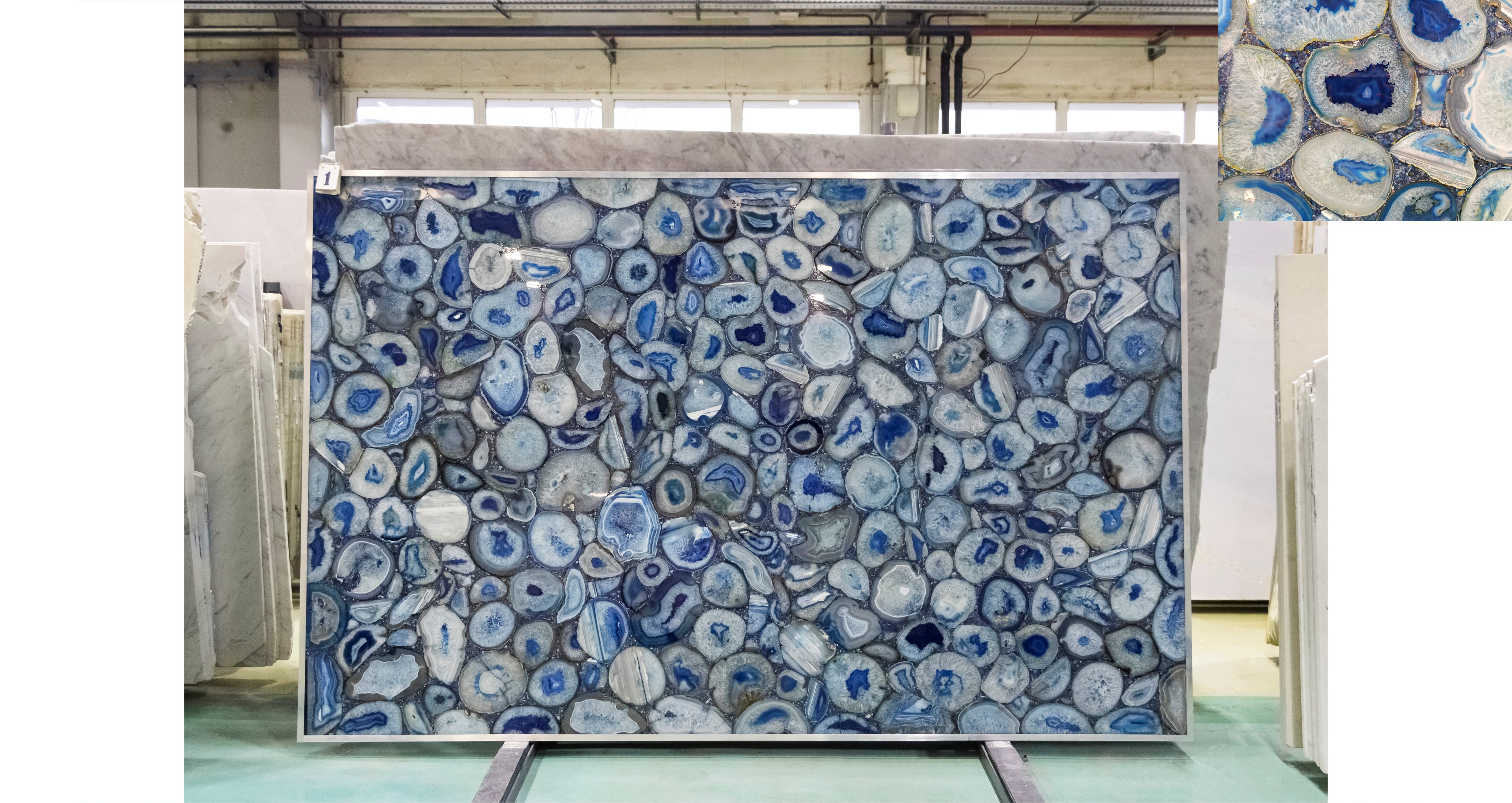 Эксклюзив Блю Агат / Blue Agate — слэб 20 мм, полированный · 2800 × 1800 мм · партия М* · № 001
