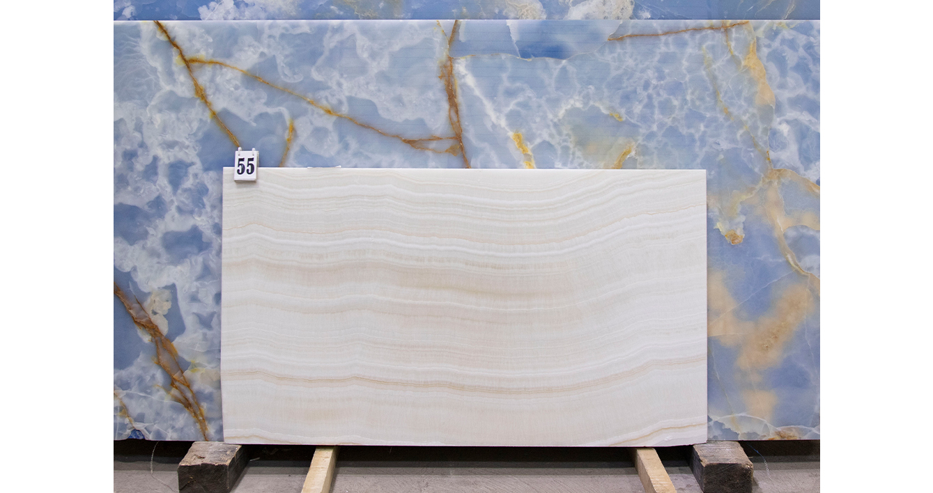 Оникс Айвори VC / Onyx Ivory VC — слэб 18 мм, полированный · 1450 × 820 мм · партия А · № 055