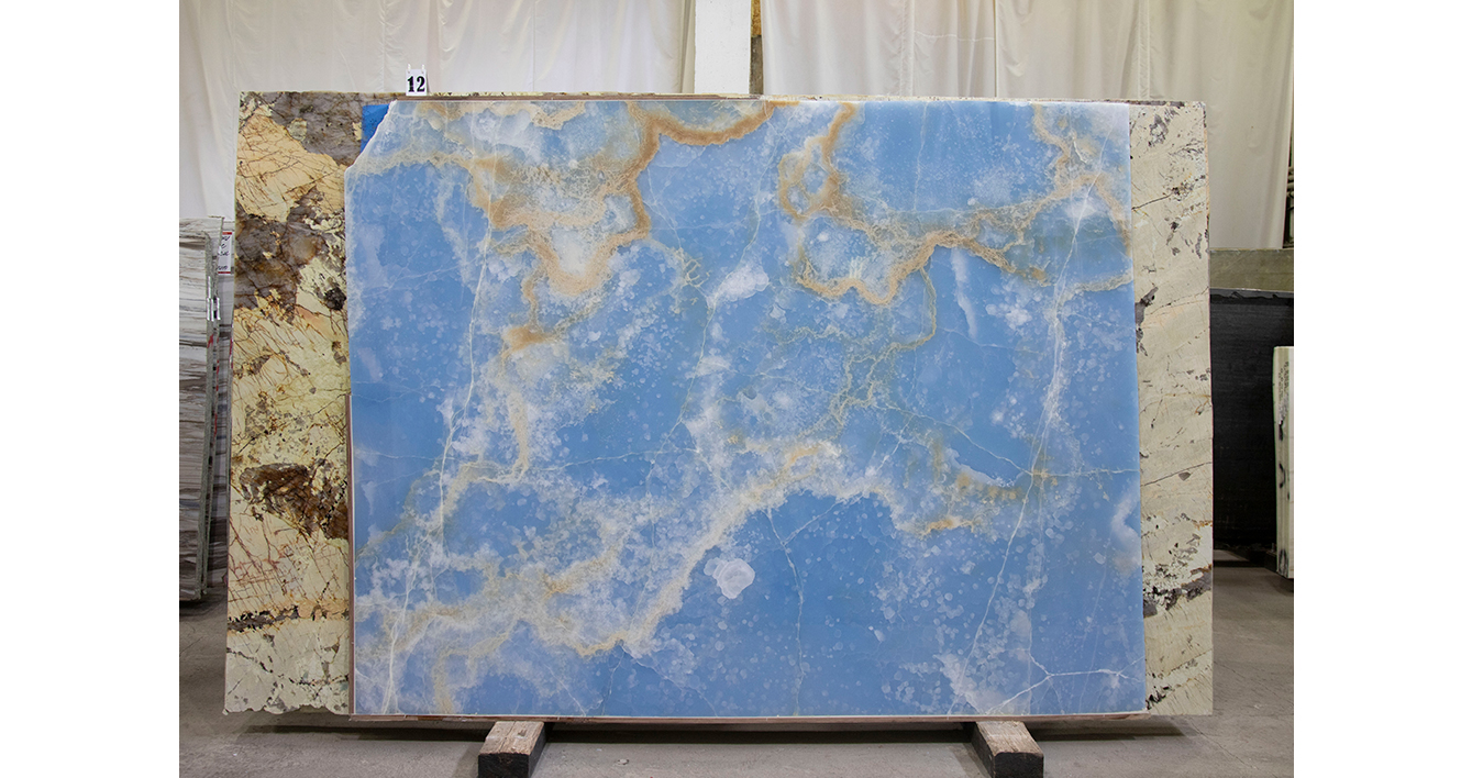 Оникс Блю Экстра / Onyx Blue Extra — слэб 20 мм, полированный · 2050 × 1850 мм · партия Б · № 012