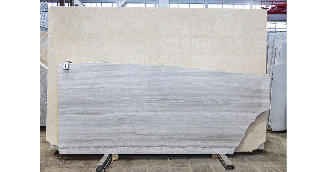 Мрамор Силк Жоржет Бьянко / Silk Georgette Bianco — слэб 20 мм, полированный · 2700 × 1140 мм · партия М · № 001