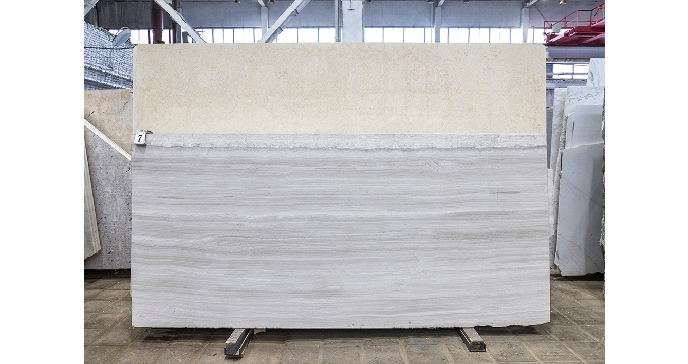 Мрамор Силк Жоржет Бьянко / Silk Georgette Bianco — слэб 20 мм, полированный · 2720 × 1200 мм · партия М · № 007