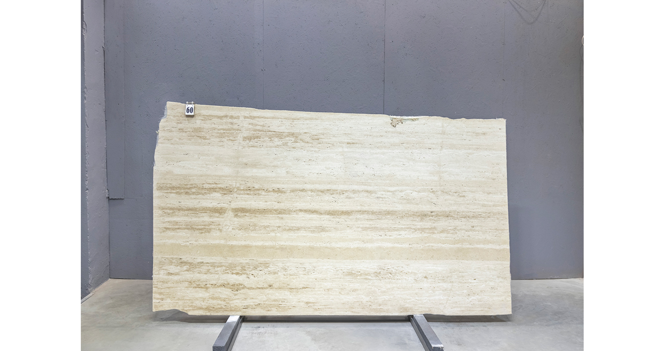Травертин Классико Лайт VC Премиум / Travertine Classico Light VC Premium — слэб 20 мм, полированный · 2800 × 1600 мм · партия О · № 060