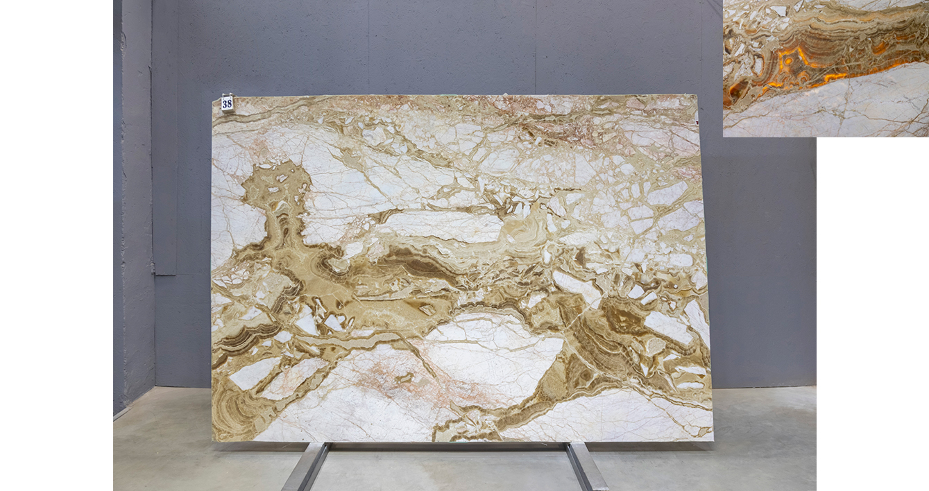 Мрамор Брекчия Лакшери Браун / Breccia Luxury Brown — слэб 20 мм, полированный · 2820 × 1960 мм · партия А* · № 038