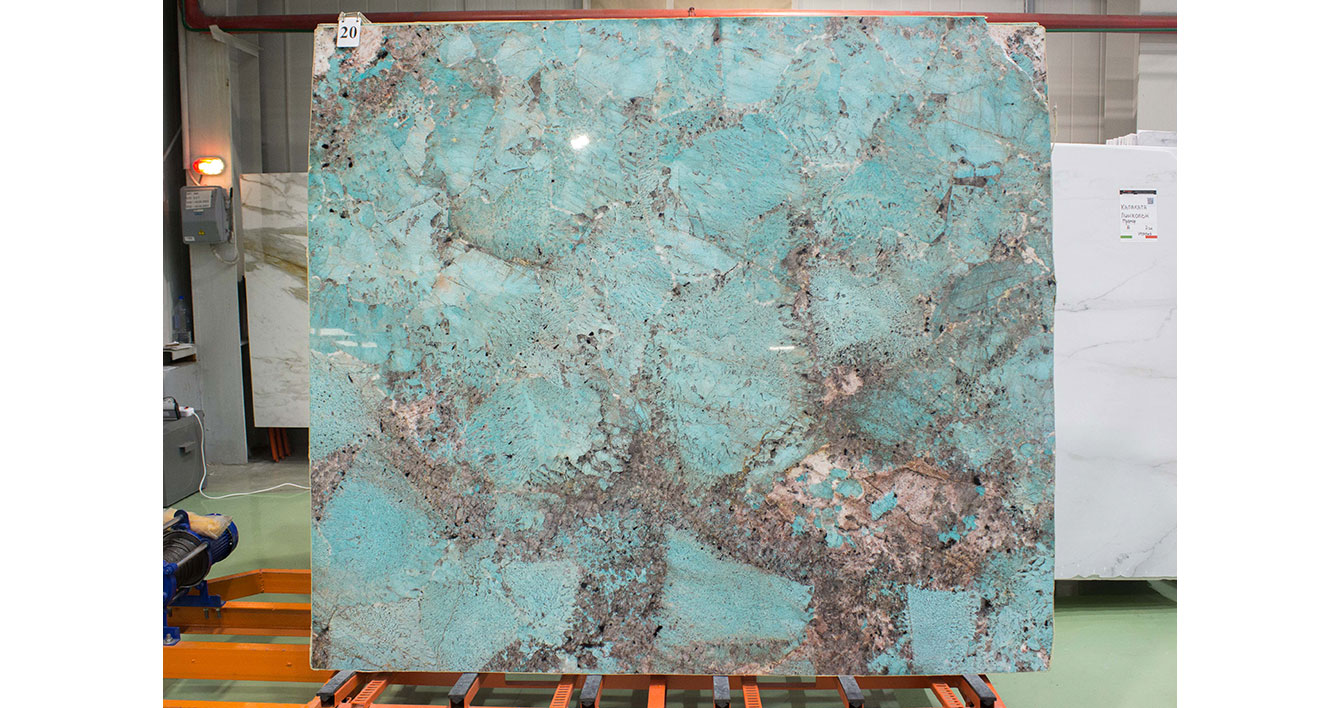 Амазонит / Amazonite — слэб 20 мм, полированный · 2700 × 850 мм · 11100111593