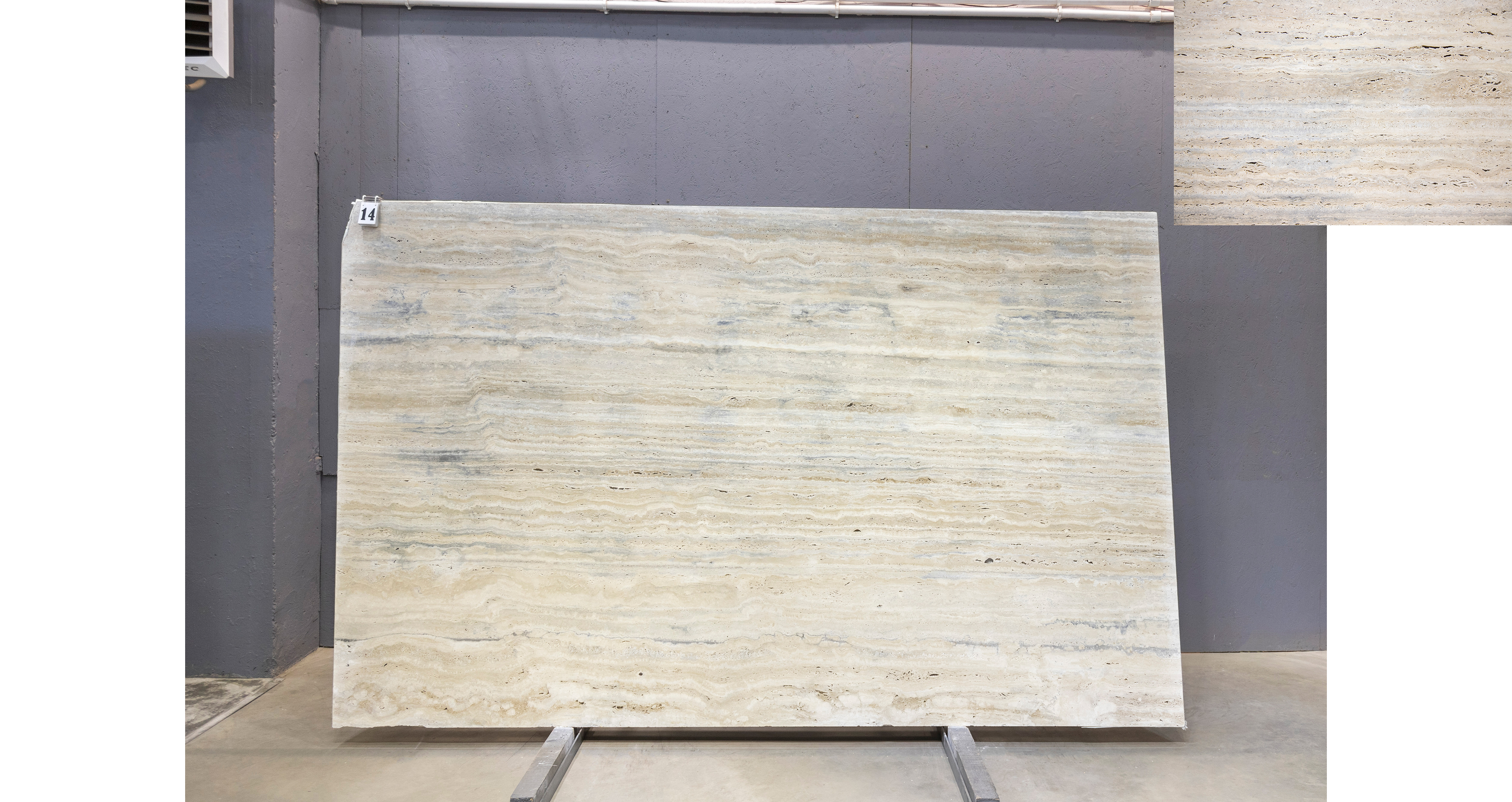 Травертин Романо Сильвер / Travertine Romano Silver — слэб 20 мм, шлифованный · 3150 × 1950 мм · партия В · № 014