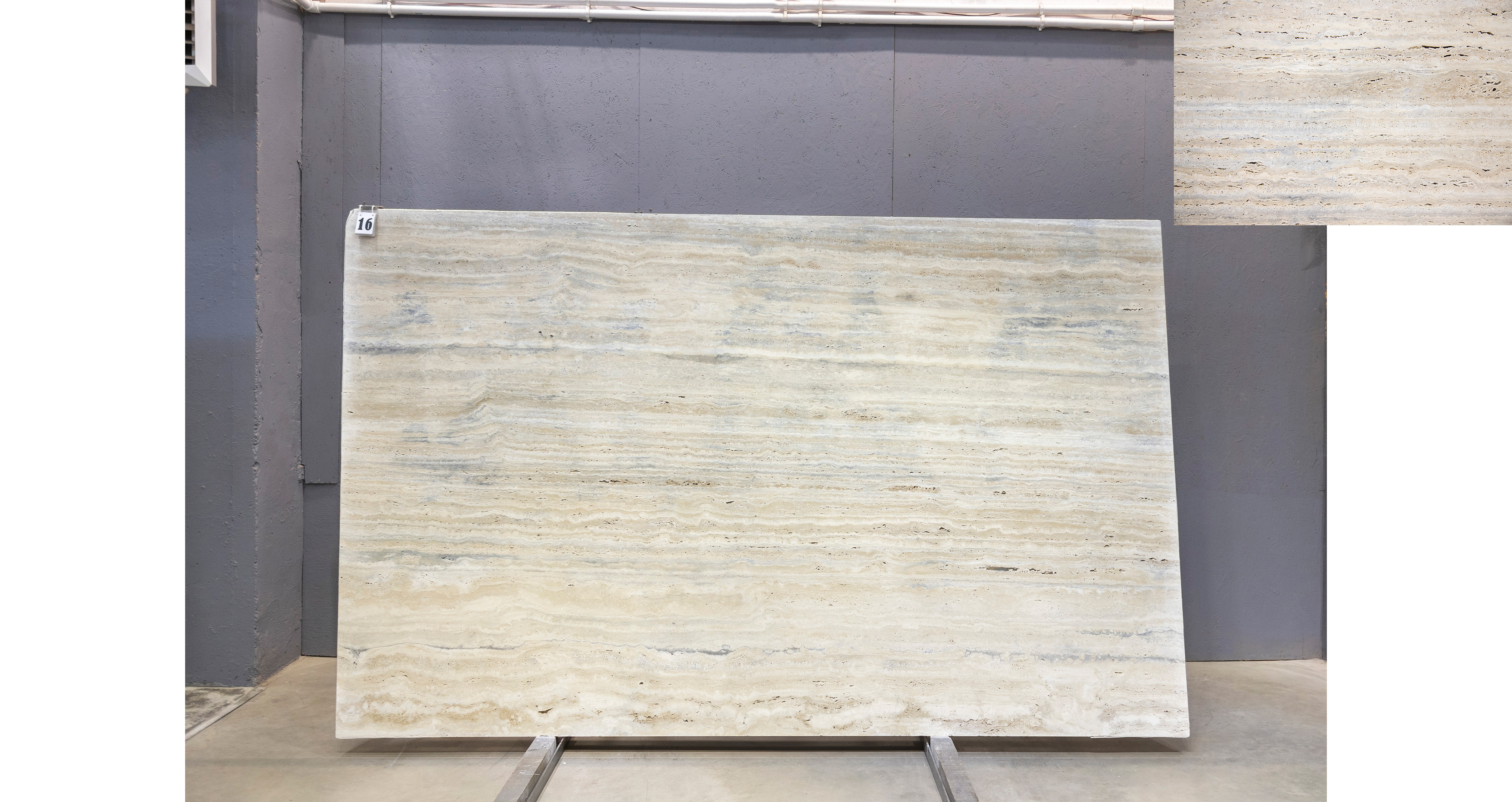 Травертин Романо Сильвер / Travertine Romano Silver — слэб 20 мм, шлифованный · 3150 × 1950 мм · партия В · № 016
