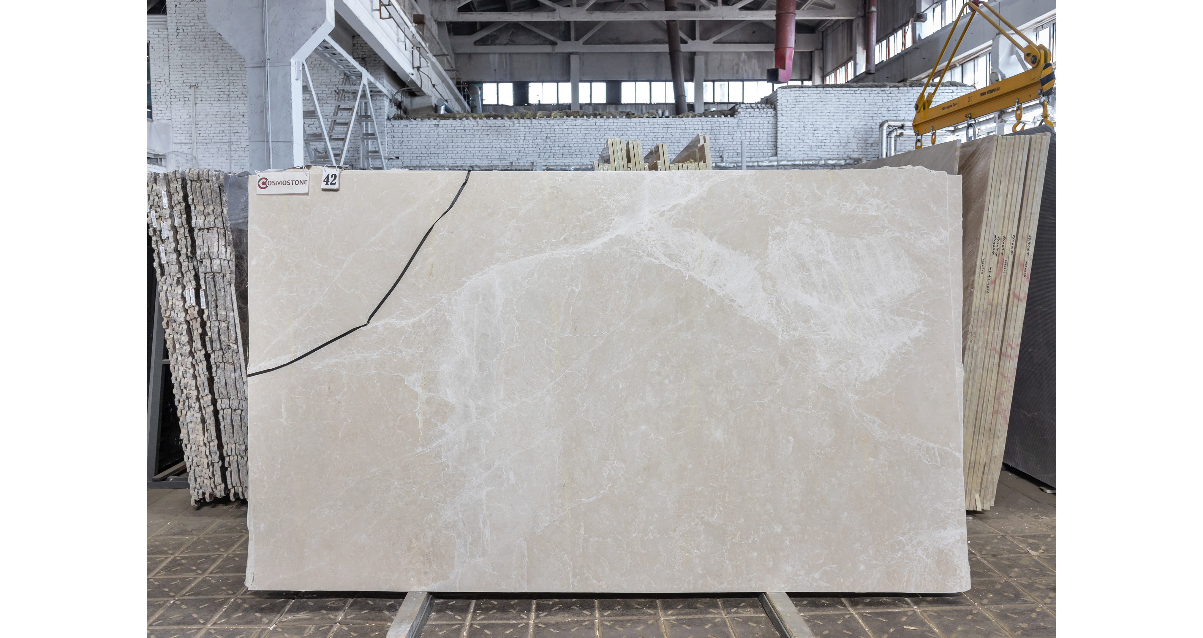 Мрамор Бурдур Беж / Burdur Beige — слэб 20 мм, полированный · 2000 × 1650 мм · партия Э · № 042