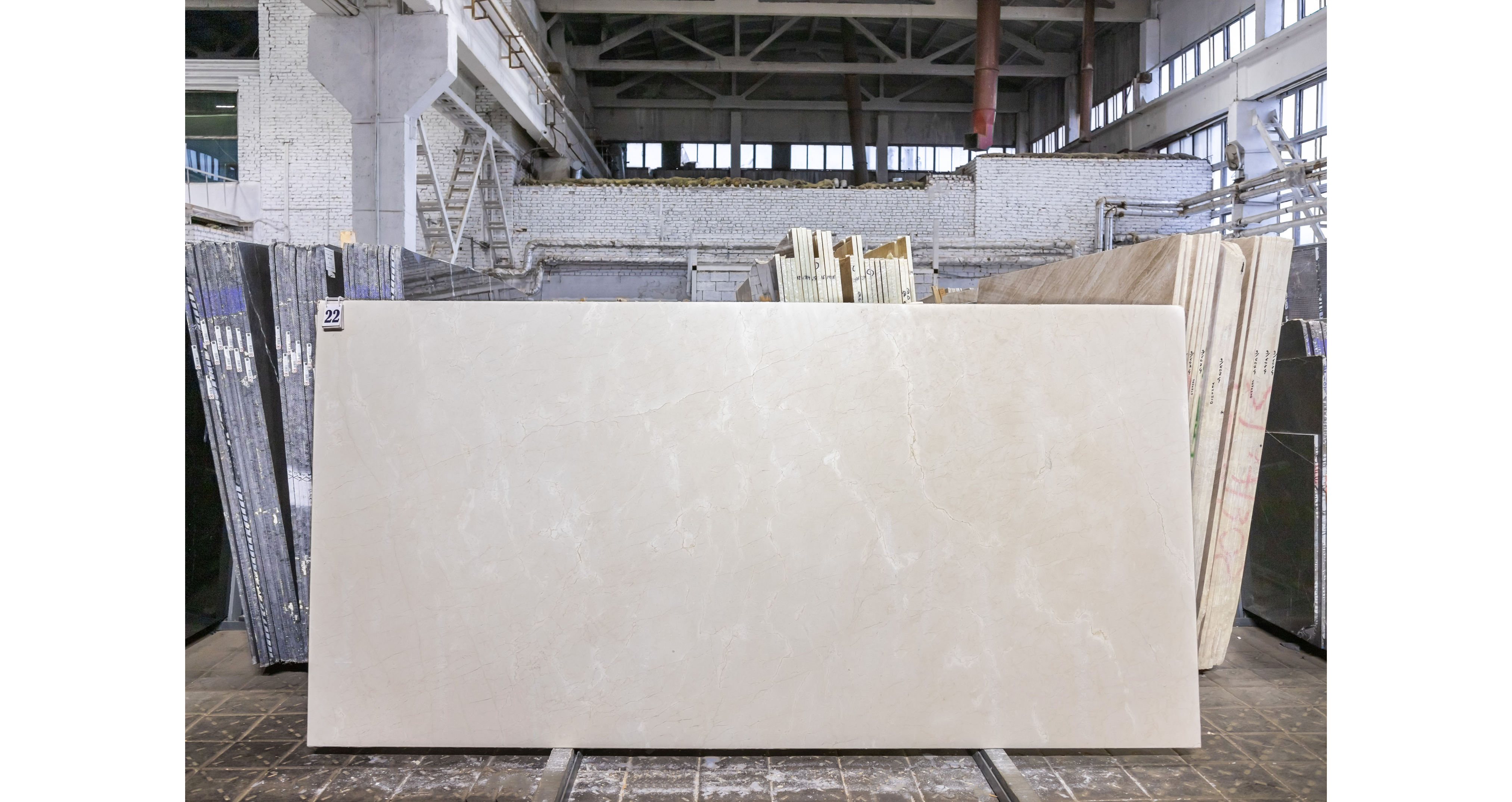 Мрамор Крема Марфил Премиум / Crema Marfil Premium — слэб 30 мм, полированный · 3140 × 1550 мм · партия ДБ* · № 022