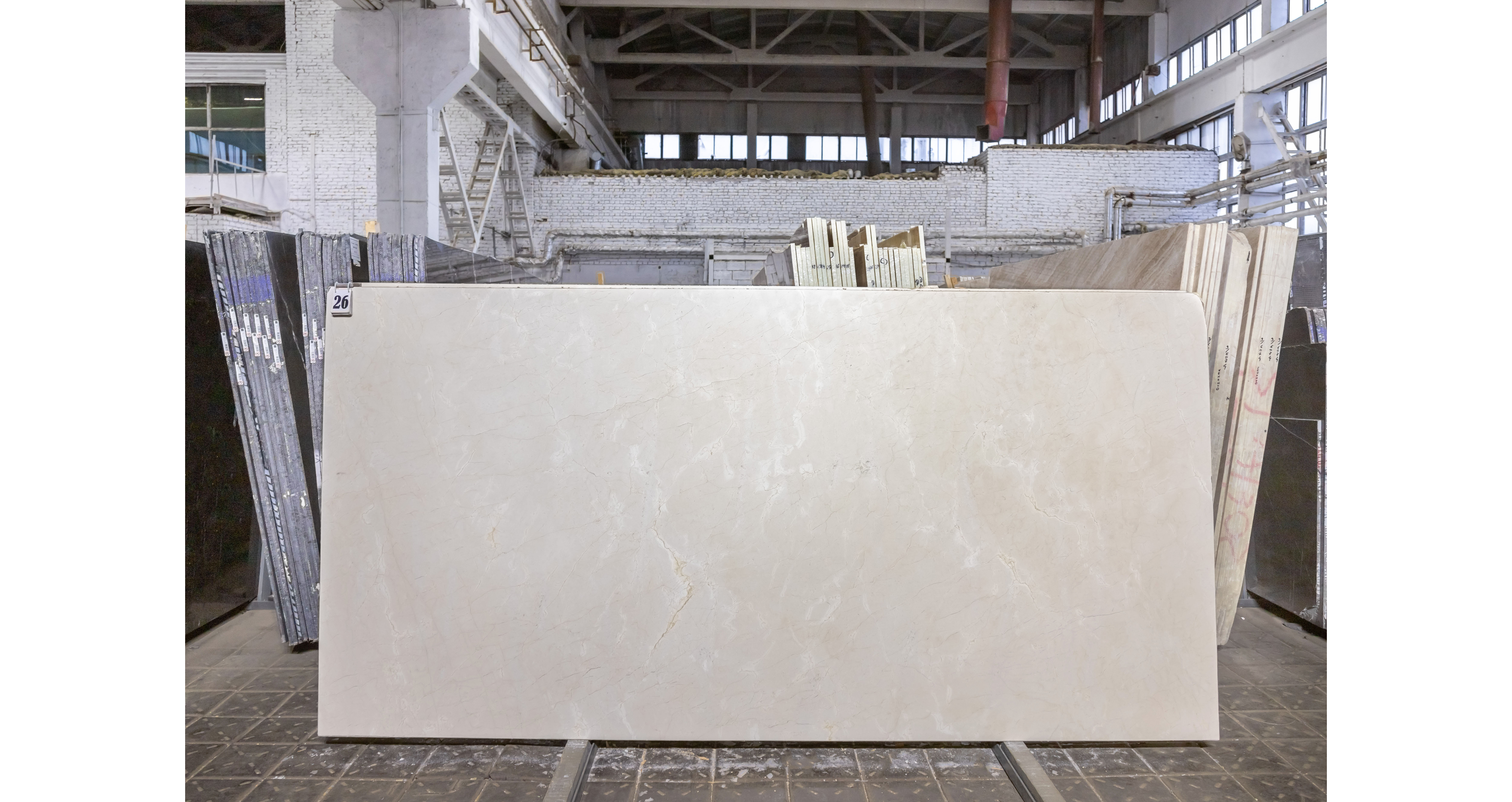 Мрамор Крема Марфил Премиум / Crema Marfil Premium — слэб 30 мм, полированный · 3140 × 1550 мм · партия ДБ* · № 026