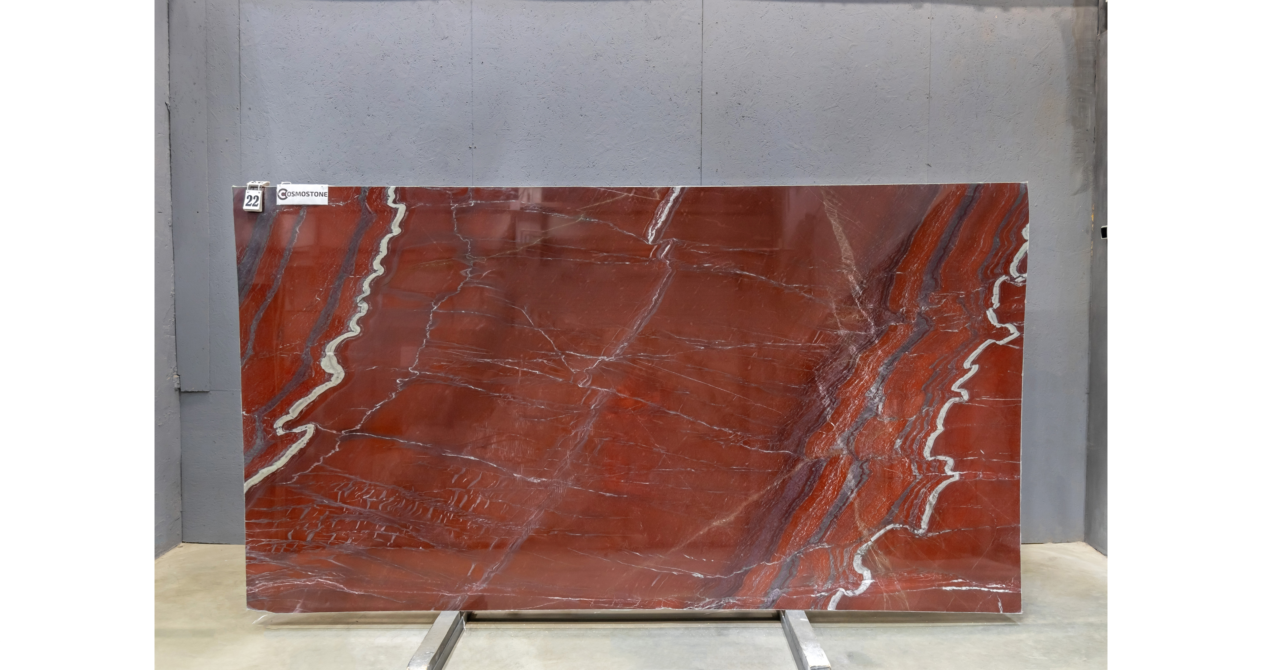Мрамор Россо Лагуна / Rosso Laguna — слэб 20 мм, полированный · 3330 × 1780 мм · партия А · № 022