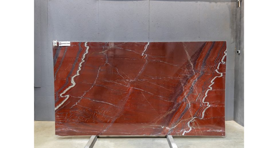 Мрамор Россо Лагуна / Rosso Laguna — слэб 20 мм, полированный · 3330 × 1780 мм · партия А · № 024
