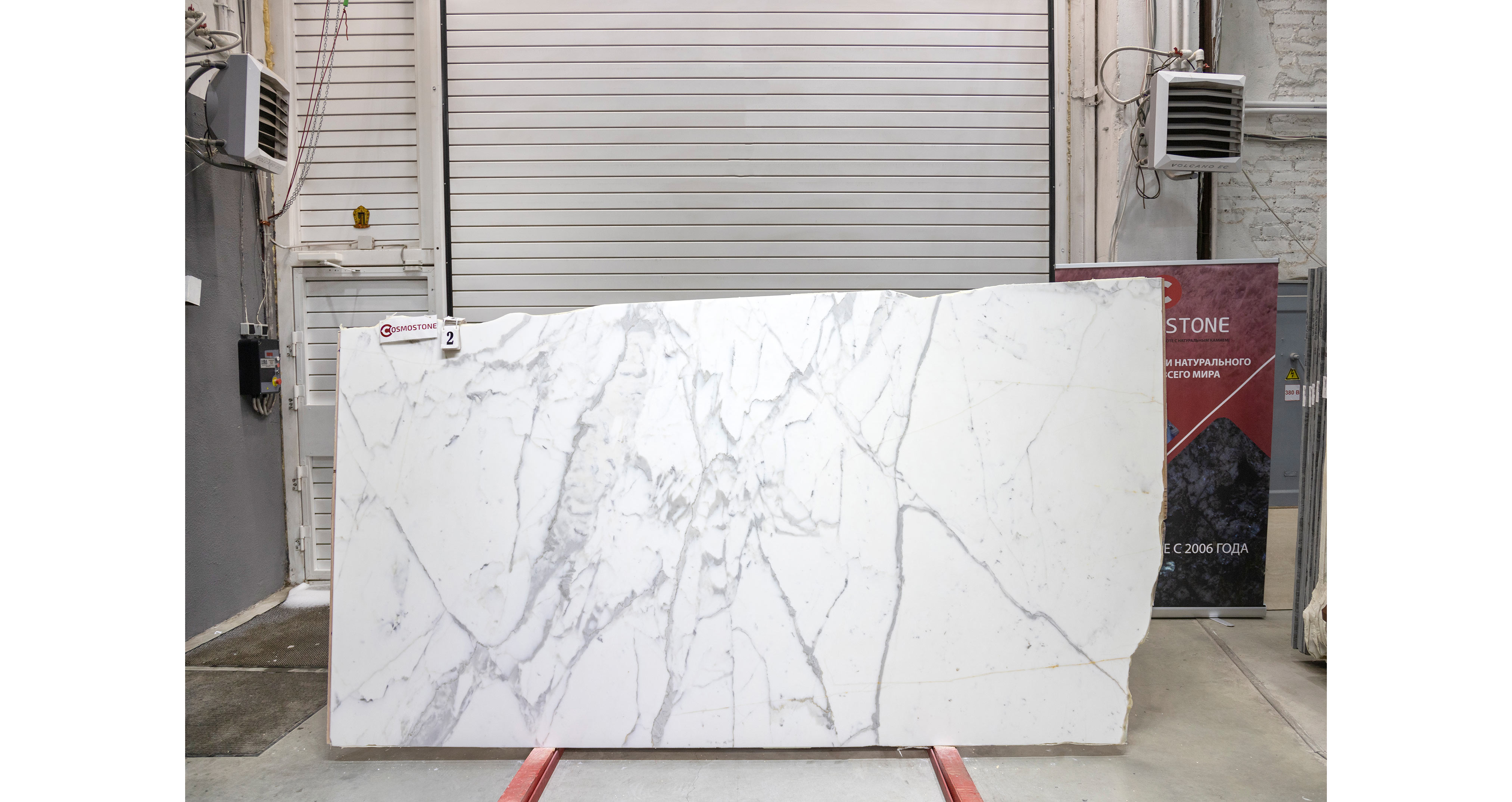 Мрамор Калакатта Боргини / Calacatta Borghini — слэб 20 мм, полированный · 3000 × 1620 мм · партия Е · № 002