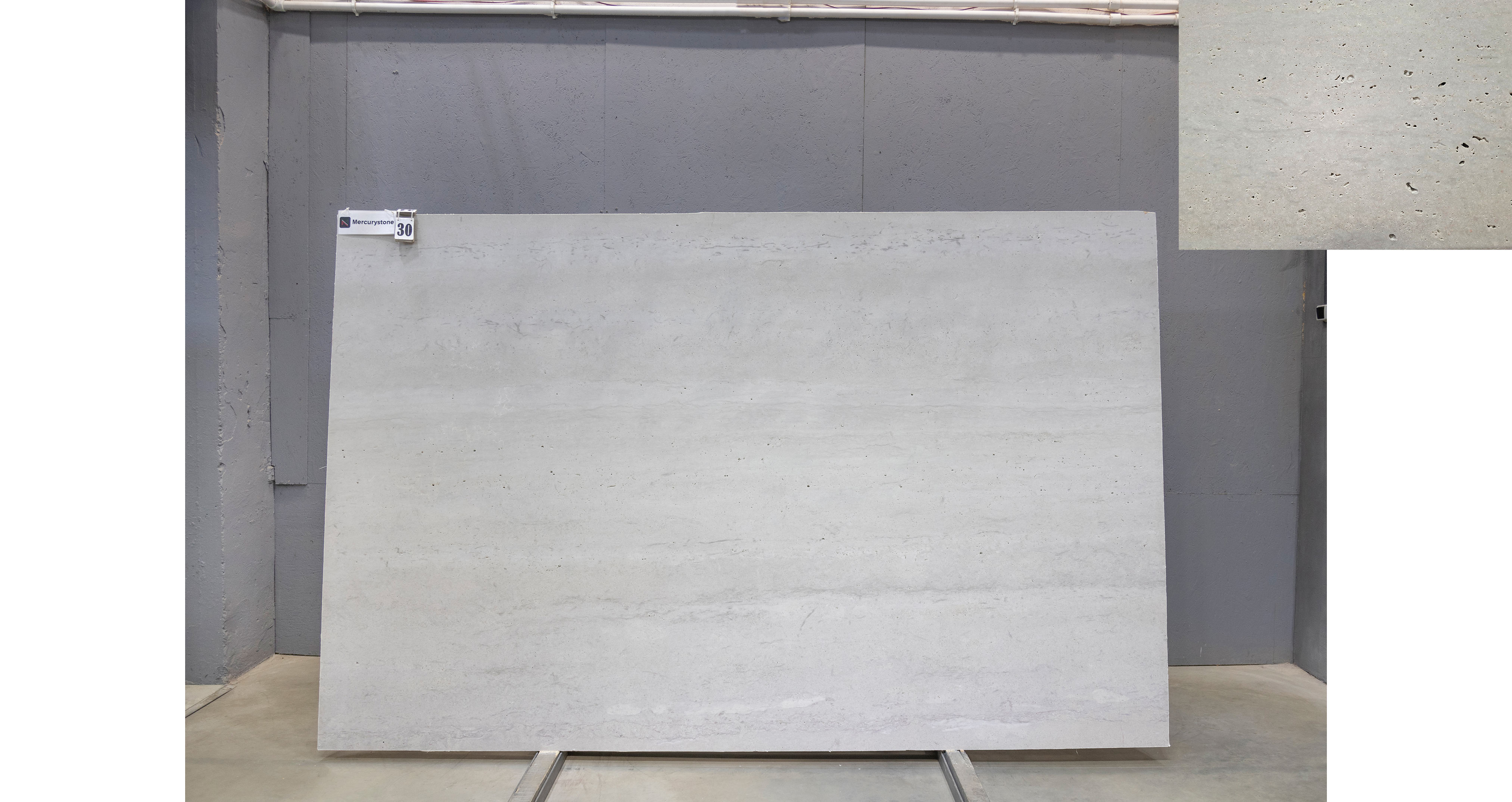 Травертин Перламутр Грей / Travertine Perlamutr Grey — слэб 18 мм, шлифованный · 3100 × 1980 мм · партия Е* · № 030
