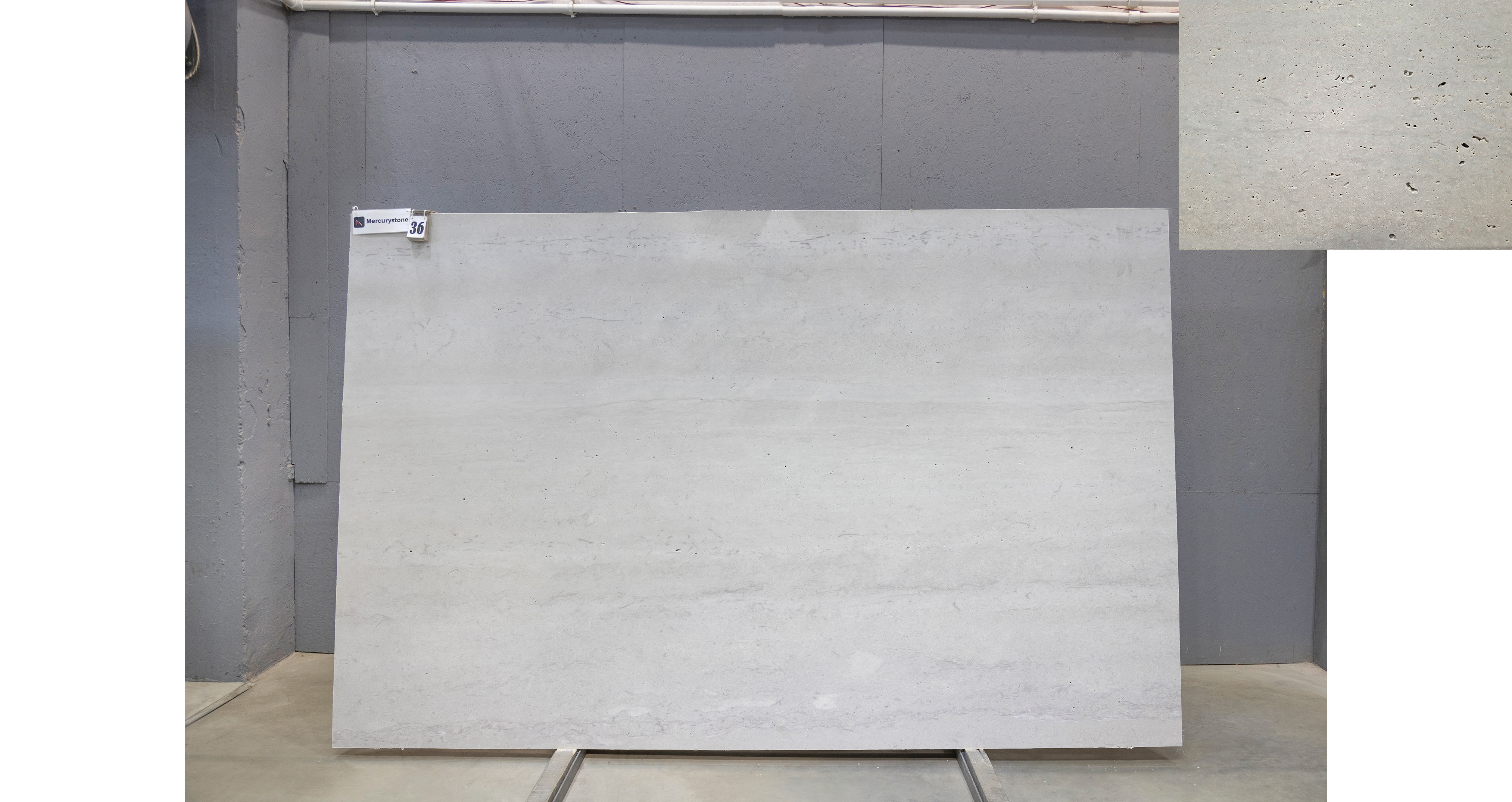 Травертин Перламутр Грей / Travertine Perlamutr Grey — слэб 18 мм, шлифованный · 3100 × 1980 мм · партия Е* · № 036