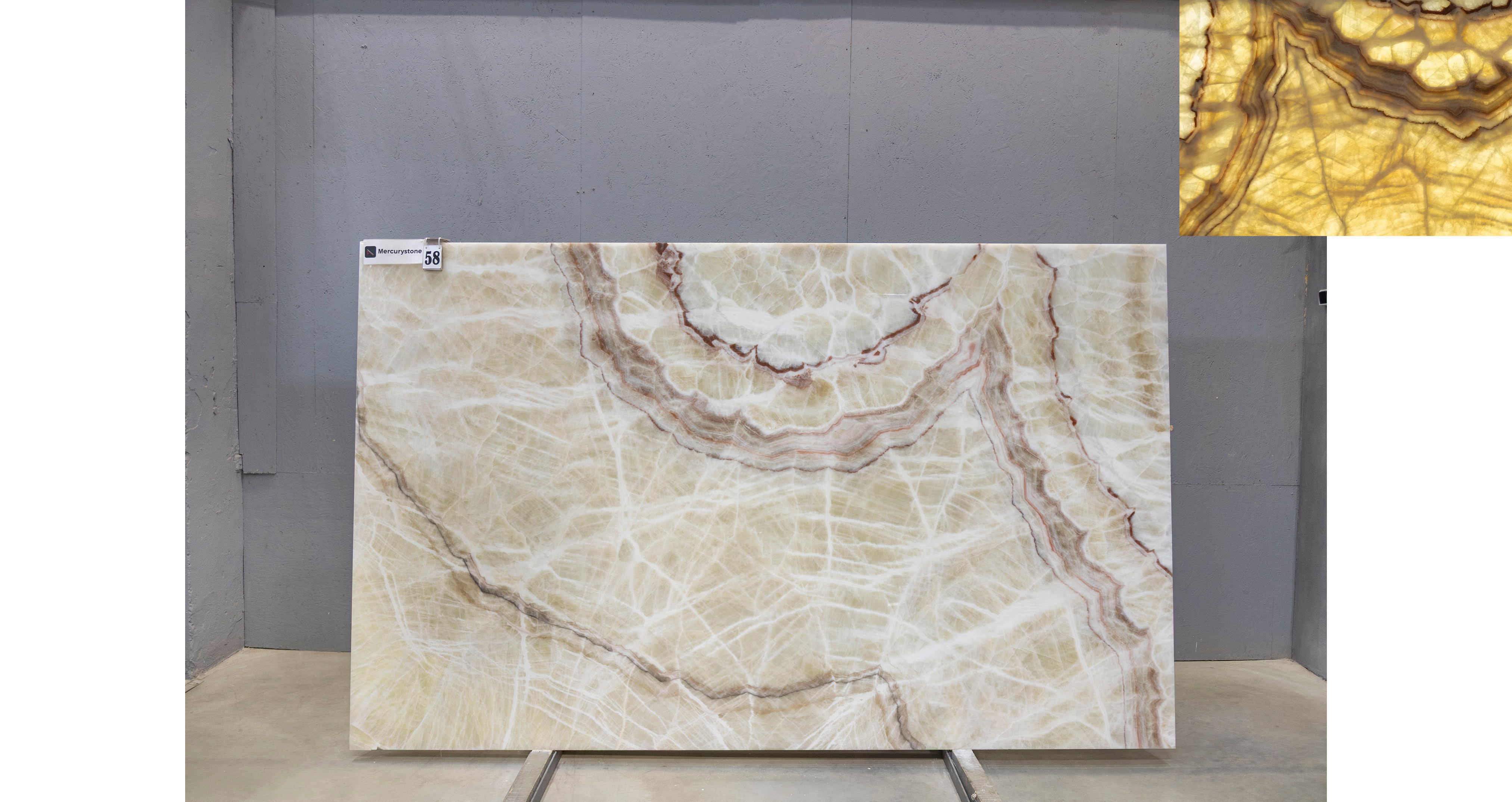 Оникс Беж VC / Onyx Beige VC — слэб 20 мм, полированный · 2940 × 1810 мм · партия Е* · № 058