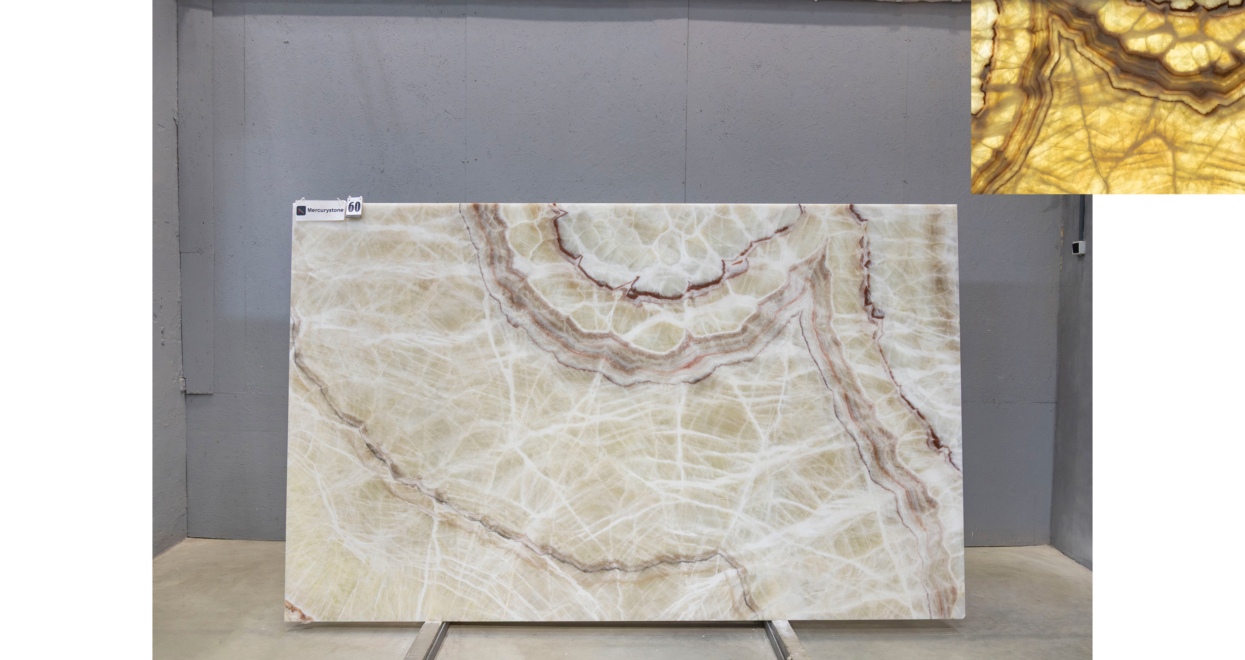 Оникс Беж VC / Onyx Beige VC — слэб 20 мм, полированный · 2940 × 1810 мм · партия Е* · № 060