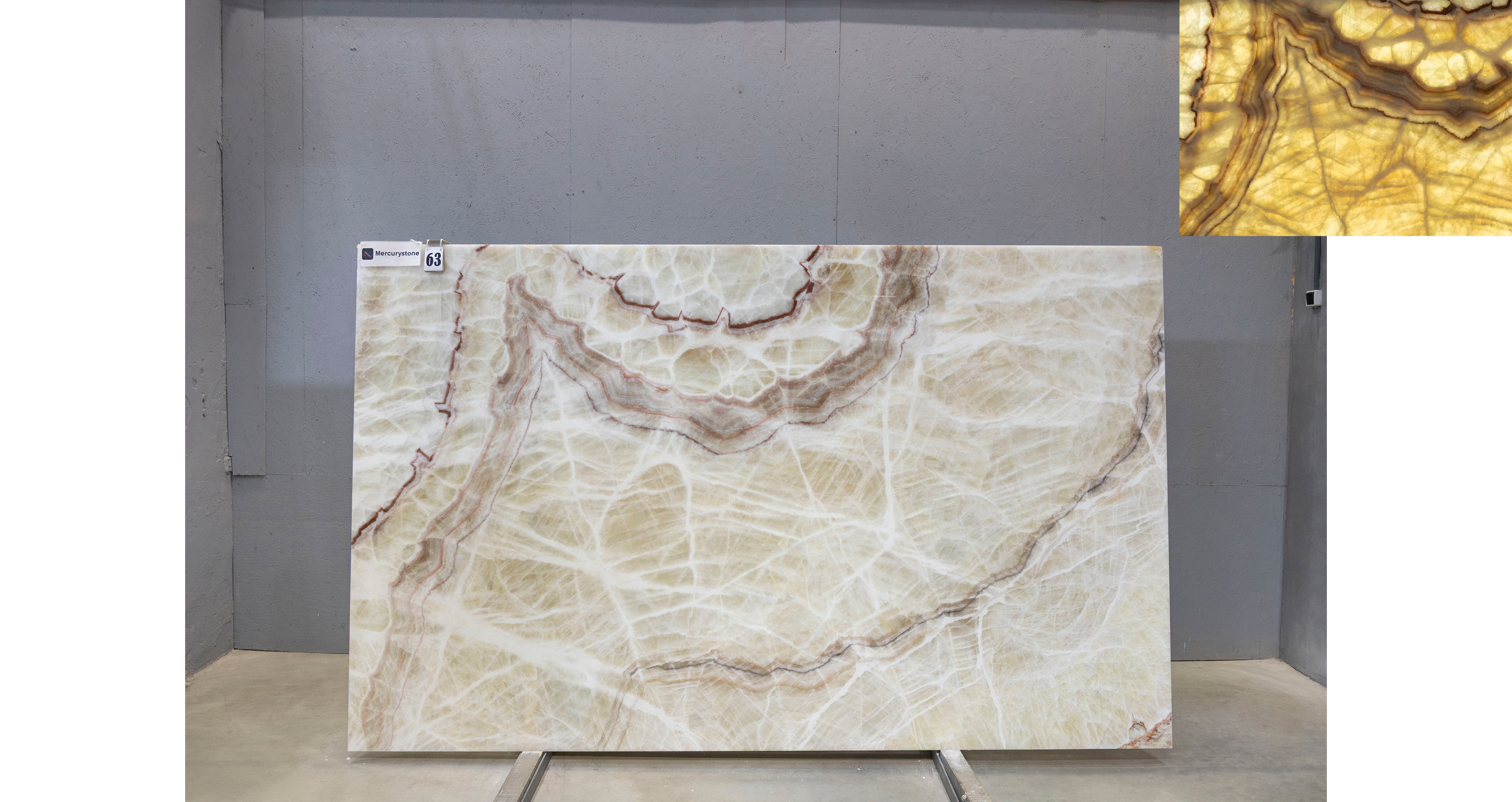 Оникс Беж VC / Onyx Beige VC — слэб 20 мм, полированный · 2940 × 1810 мм · партия Е* · № 063