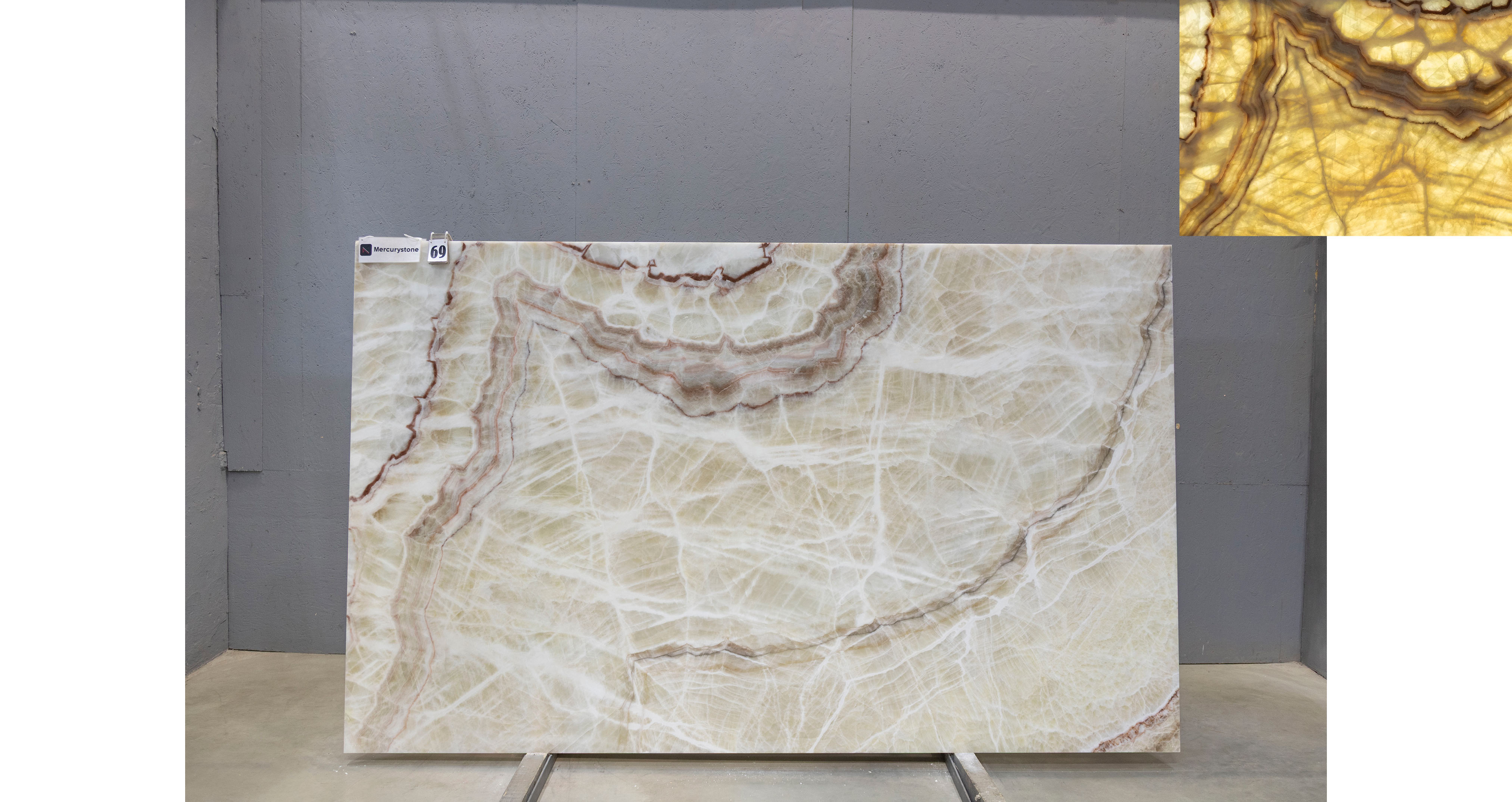 Оникс Беж VC / Onyx Beige VC — слэб 20 мм, полированный · 2920 × 1790 мм · партия Е* · № 069