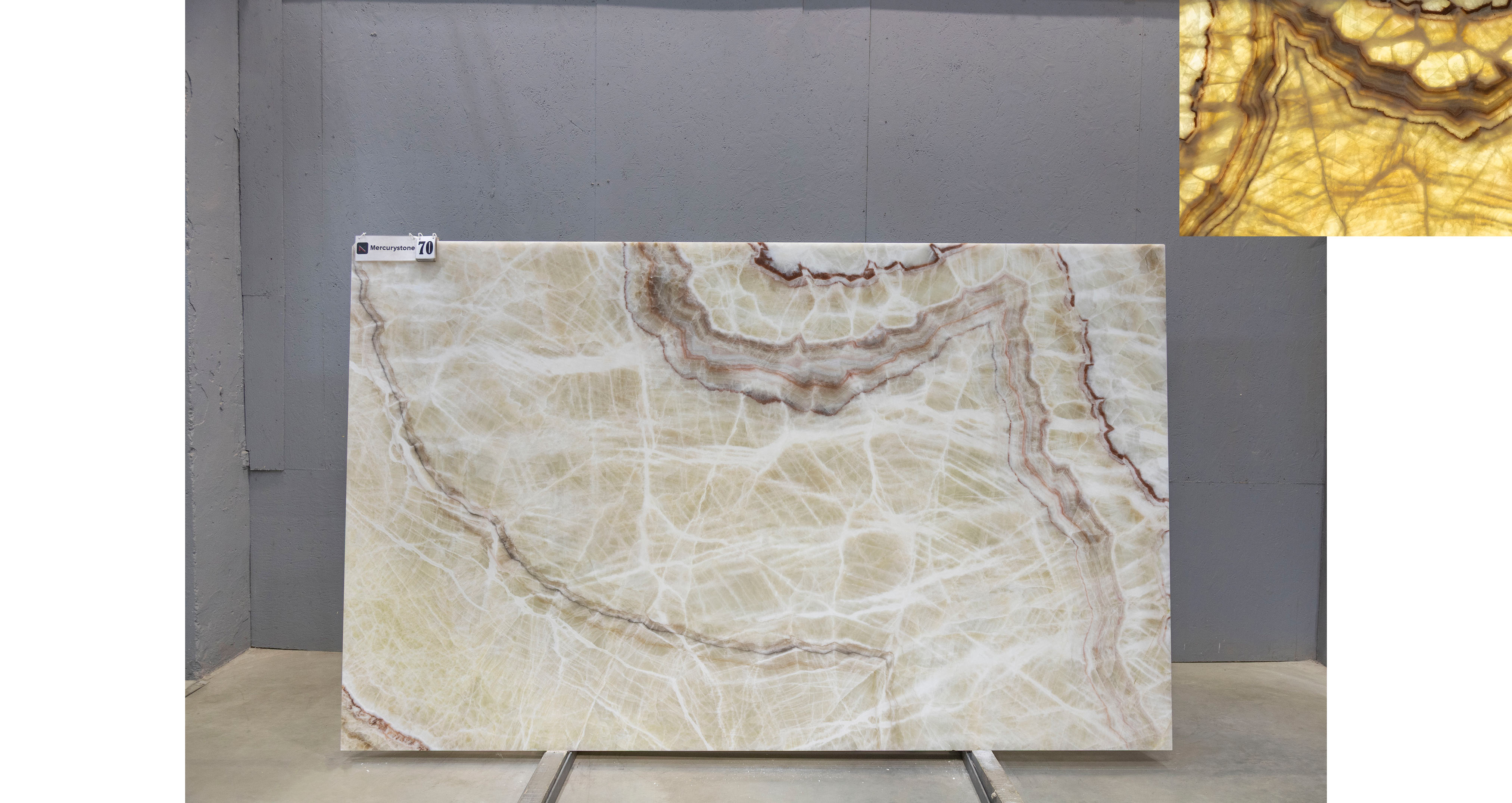 Оникс Беж VC / Onyx Beige VC — слэб 20 мм, полированный · 2920 × 1790 мм · партия Е* · № 070