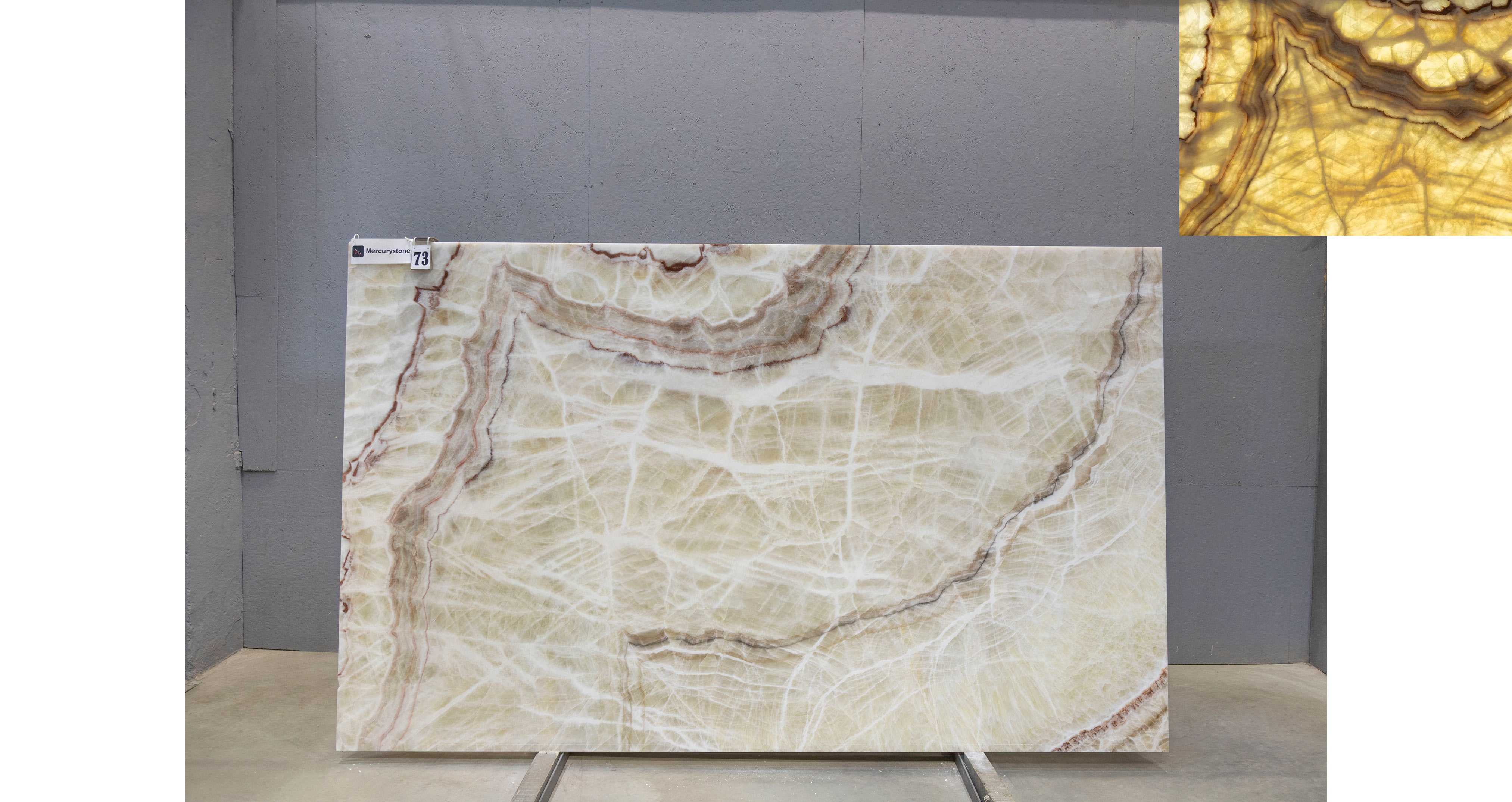 Оникс Беж VC / Onyx Beige VC — слэб 20 мм, полированный · 2920 × 1790 мм · партия Е* · № 073