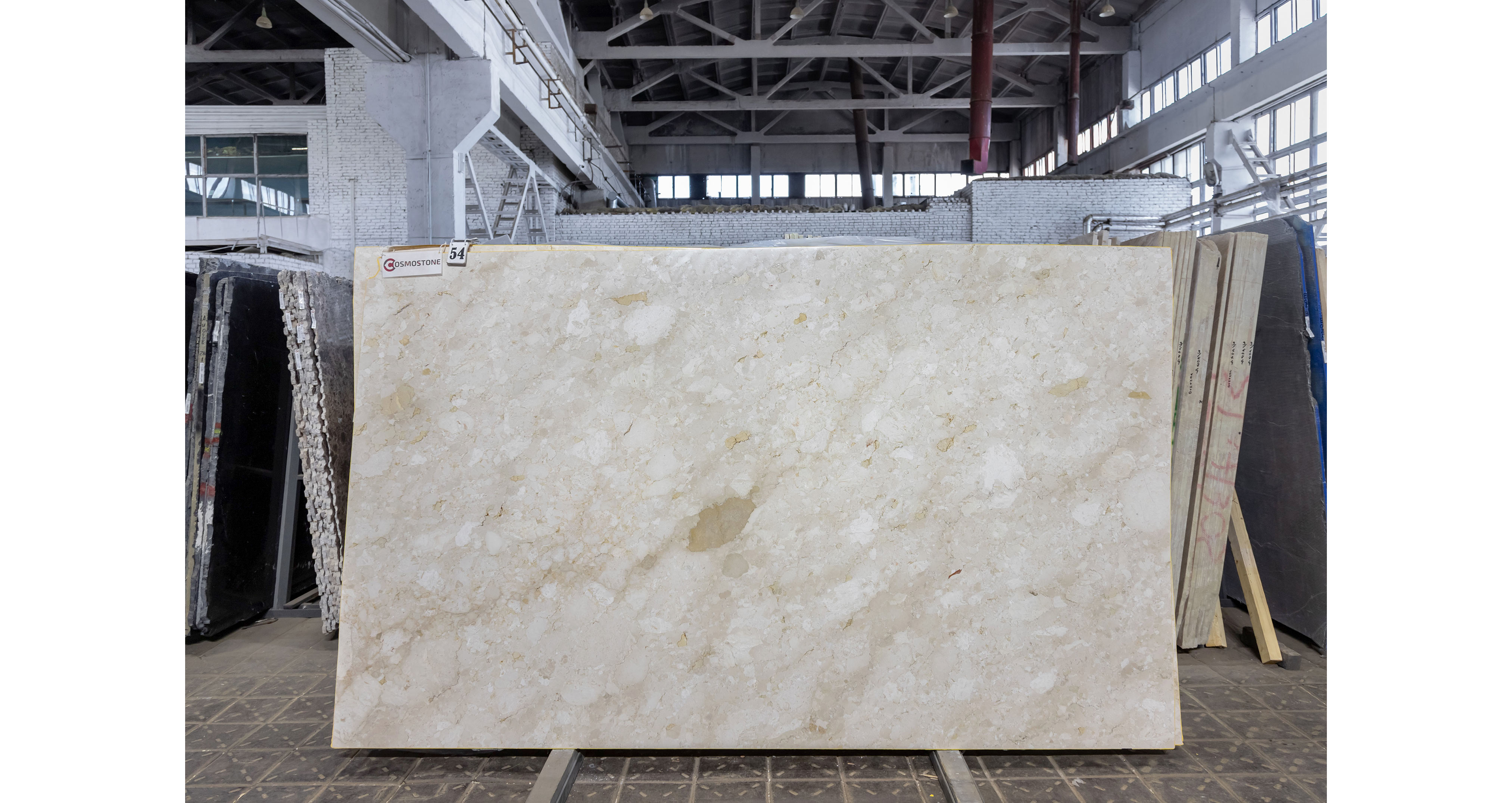 Мрамор Чеппо Беж / Ceppo Beige — слэб 20 мм, полированный · 2920 × 1750 мм · партия Б · № 054