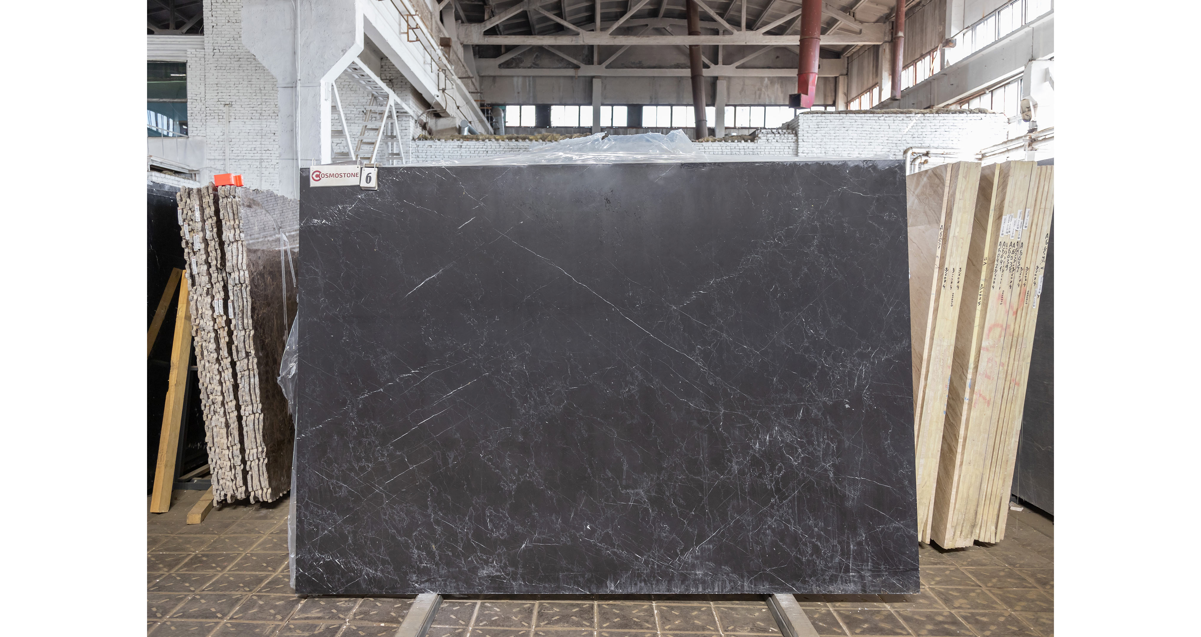 Мрамор Неро Маркина / Nero Marquina — слэб 20 мм, полированный · 2630 × 1830 мм · партия ДГ · № 006