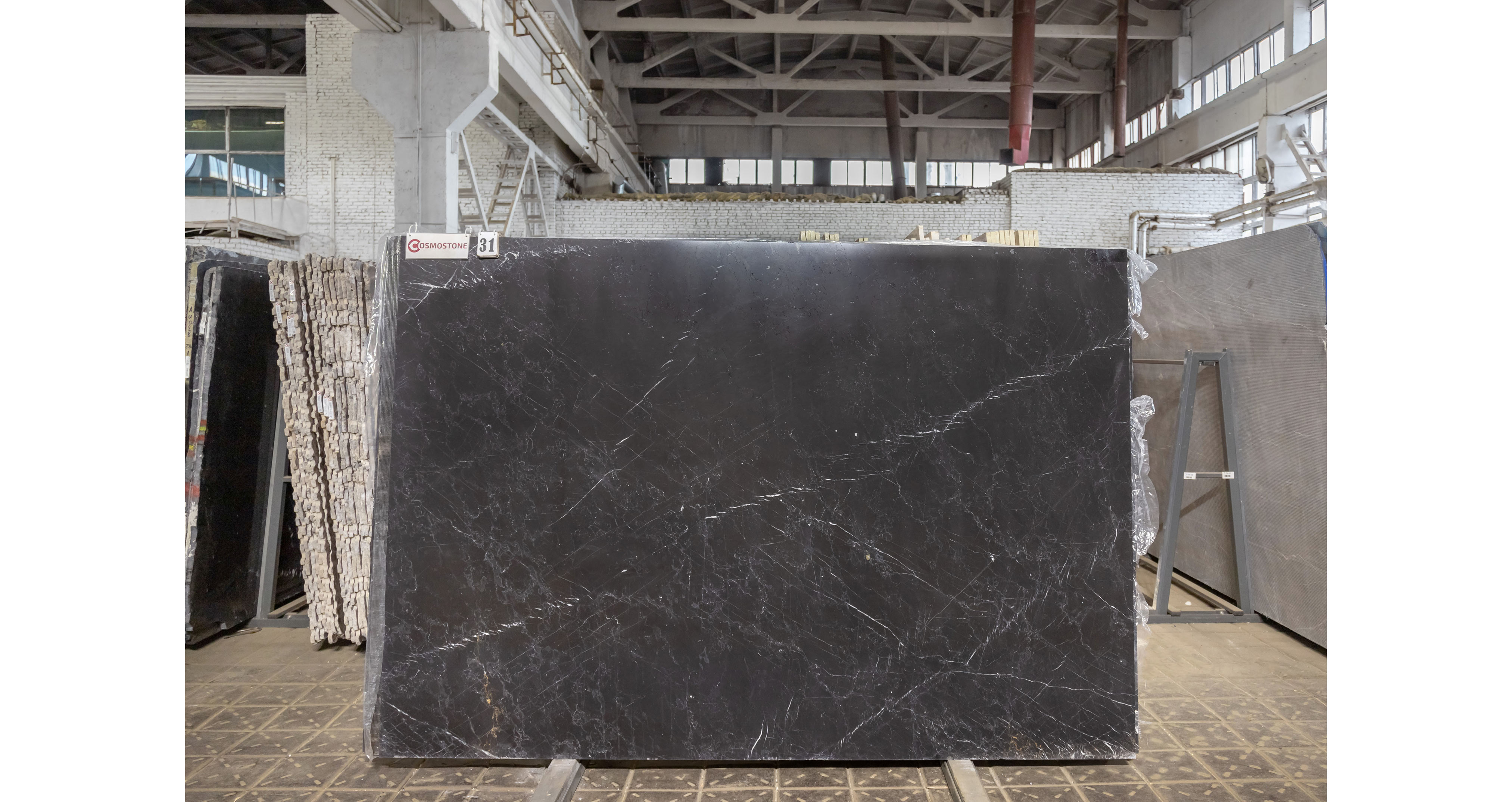 Мрамор Неро Маркина / Nero Marquina — слэб 20 мм, полированный · 2580 × 1780 мм · партия ДГ · № 031