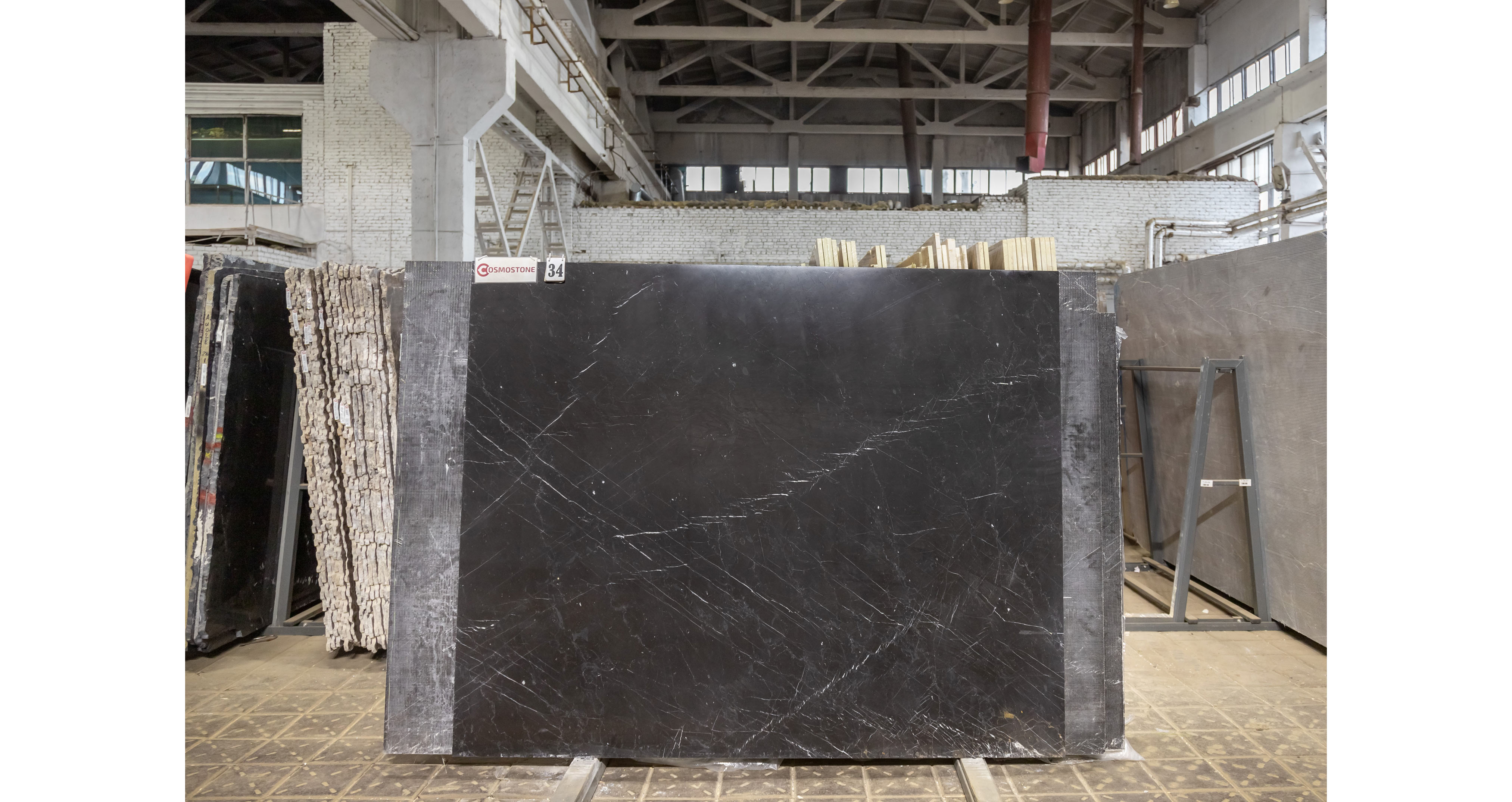 Мрамор Неро Маркина / Nero Marquina — слэб 20 мм, полированный · 2130 × 1730 мм · партия ДГ · № 034