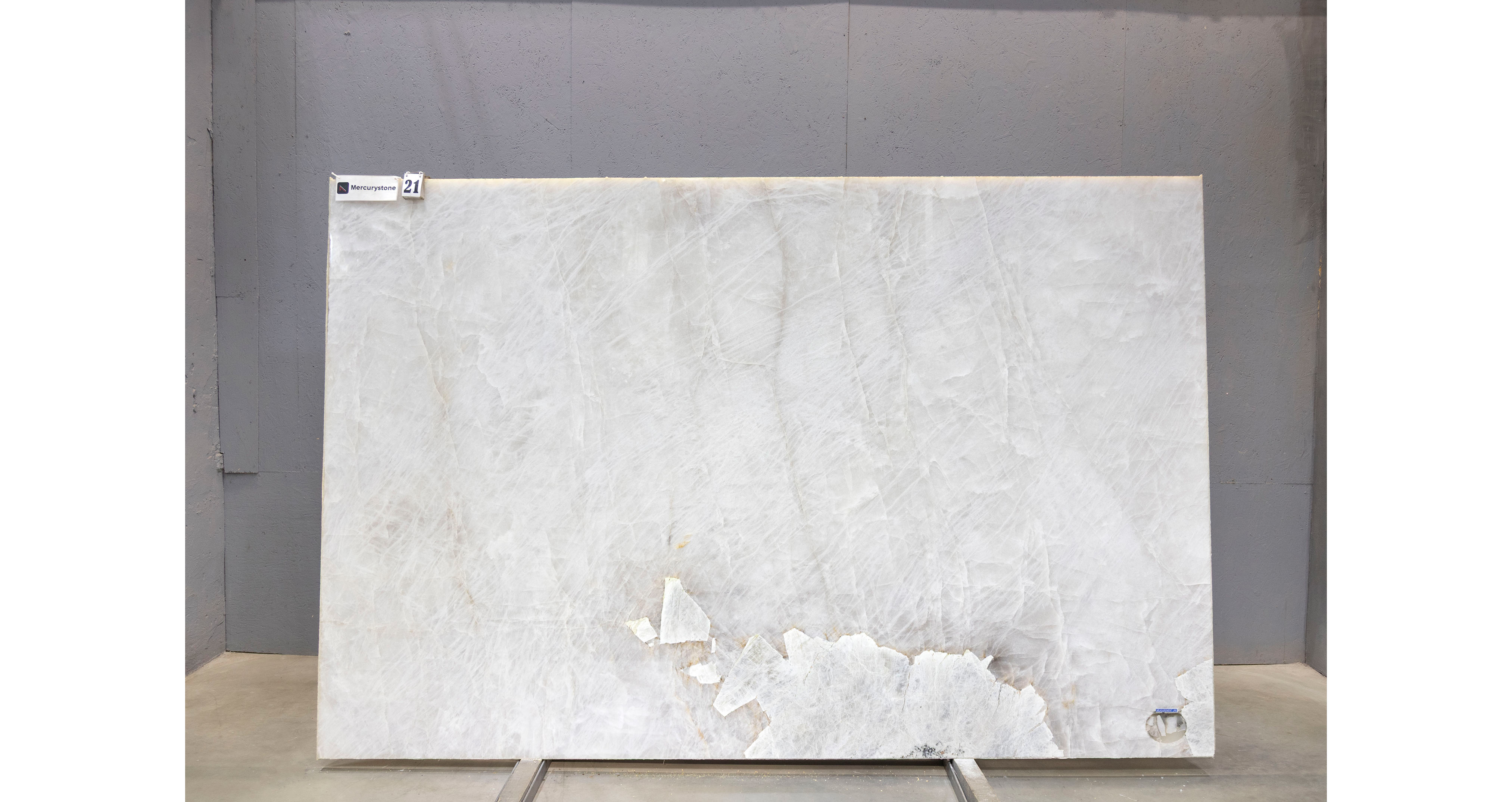 Кварцит Патагония Кристал Вайт / Patagonia Crystal White — слэб 20 мм, полированный · 3000 × 1780 мм · партия А* · № 021