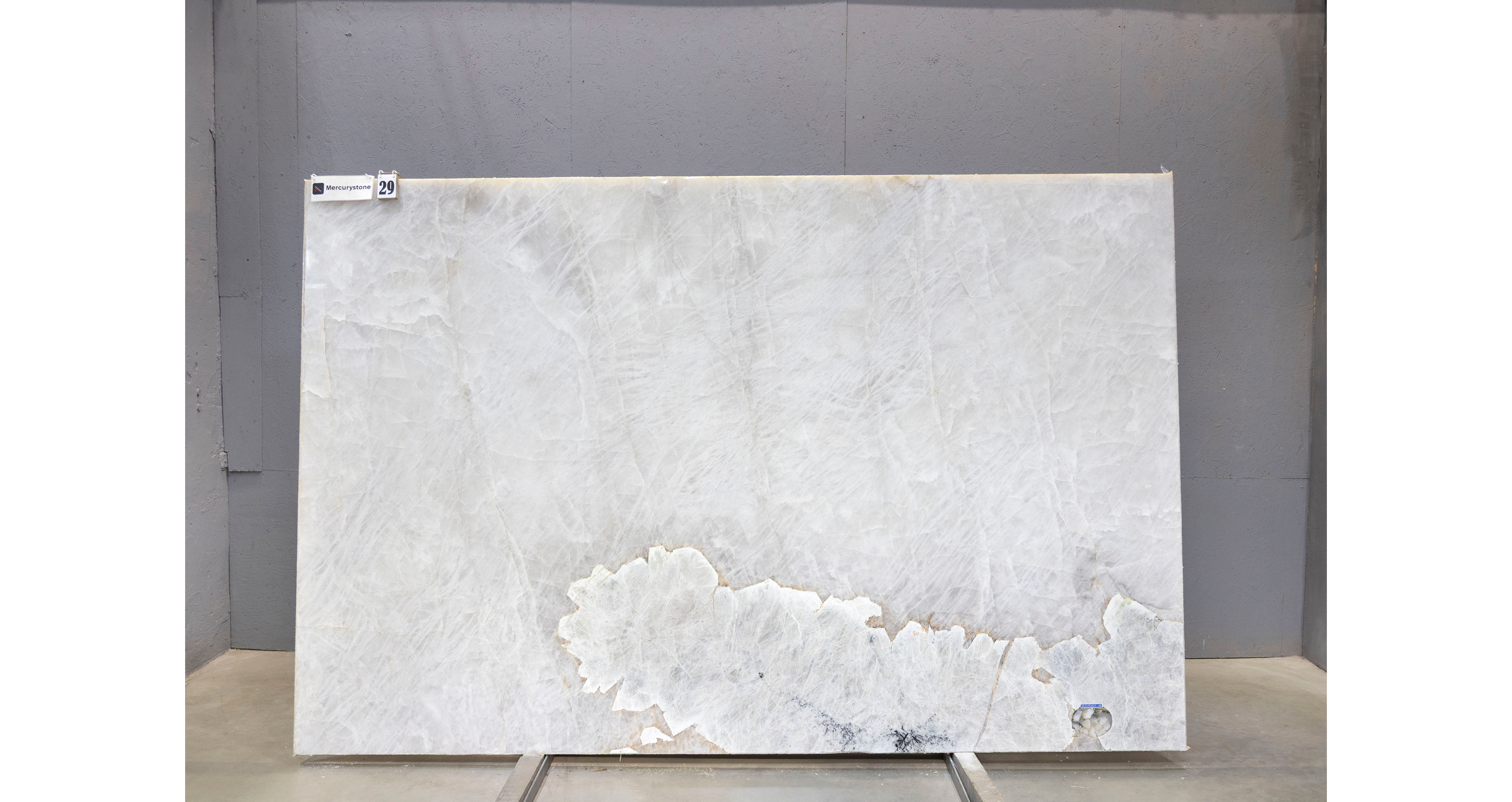 Кварцит Патагония Кристал Вайт / Patagonia Crystal White — слэб 20 мм, полированный · 3000 × 1780 мм · партия А* · № 029