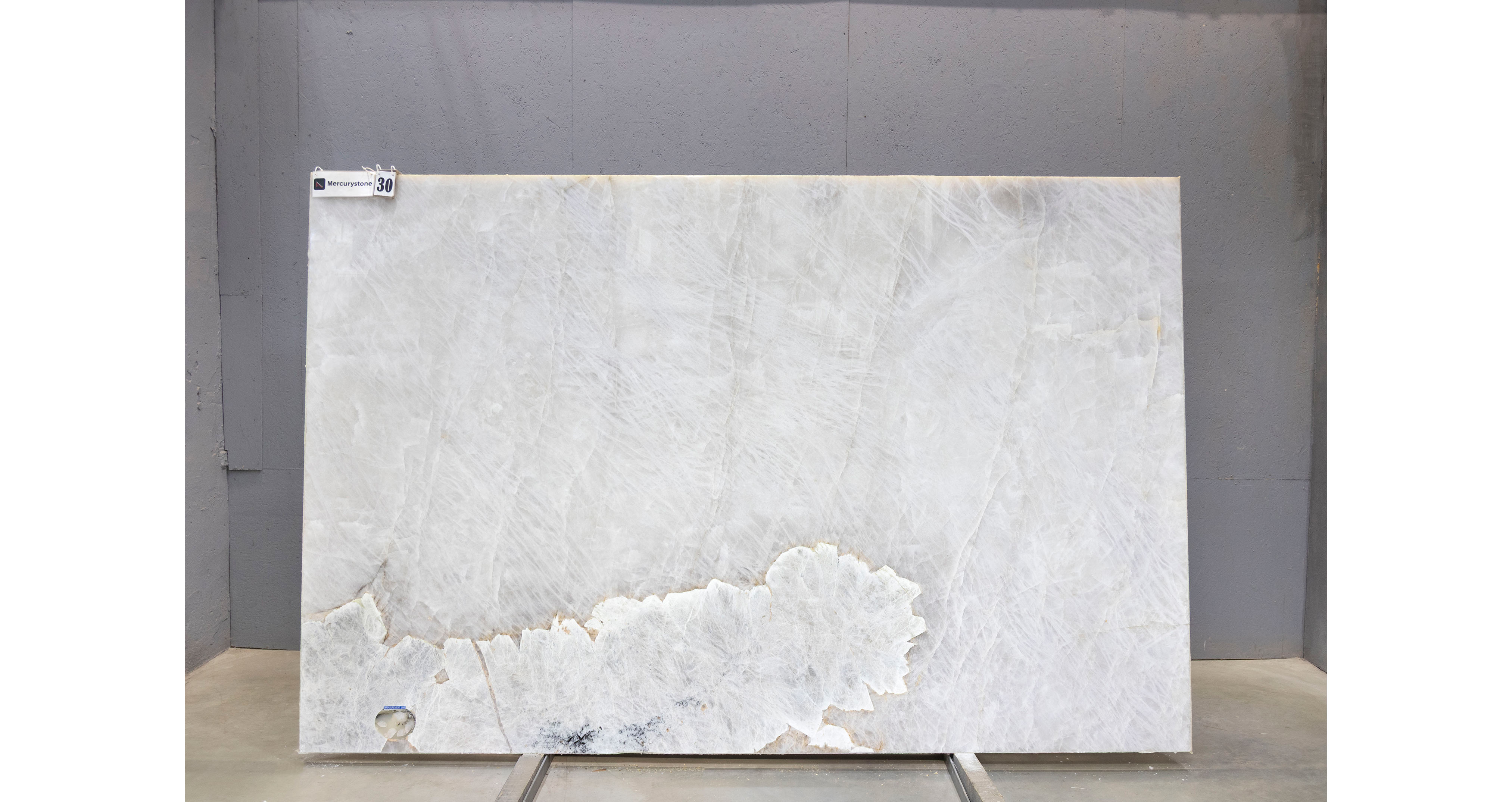 Кварцит Патагония Кристал Вайт / Patagonia Crystal White — слэб 20 мм, полированный · 3000 × 1780 мм · партия А* · № 030