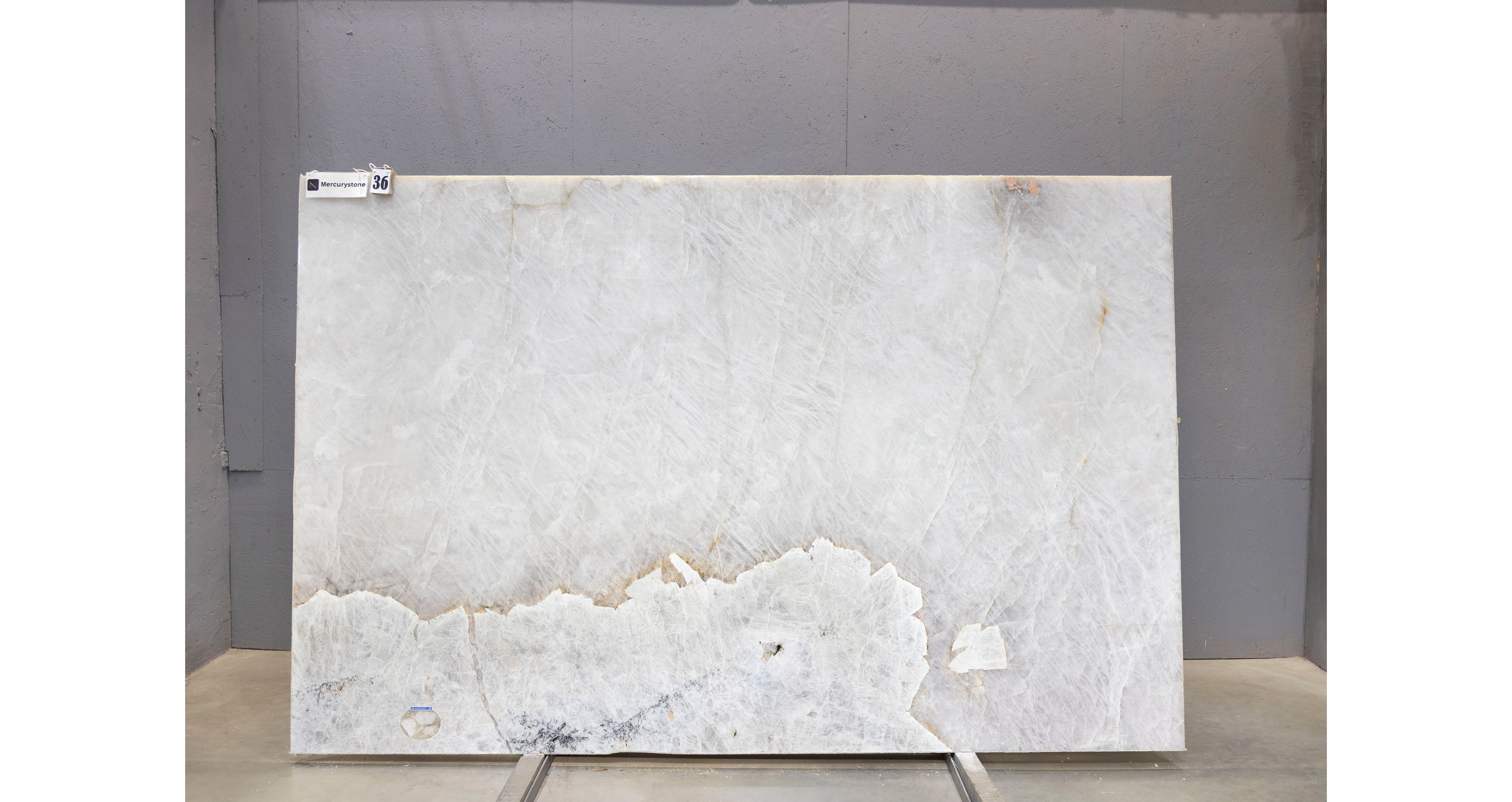 Кварцит Патагония Кристал Вайт / Patagonia Crystal White — слэб 20 мм, полированный · 3000 × 1780 мм · партия А* · № 036