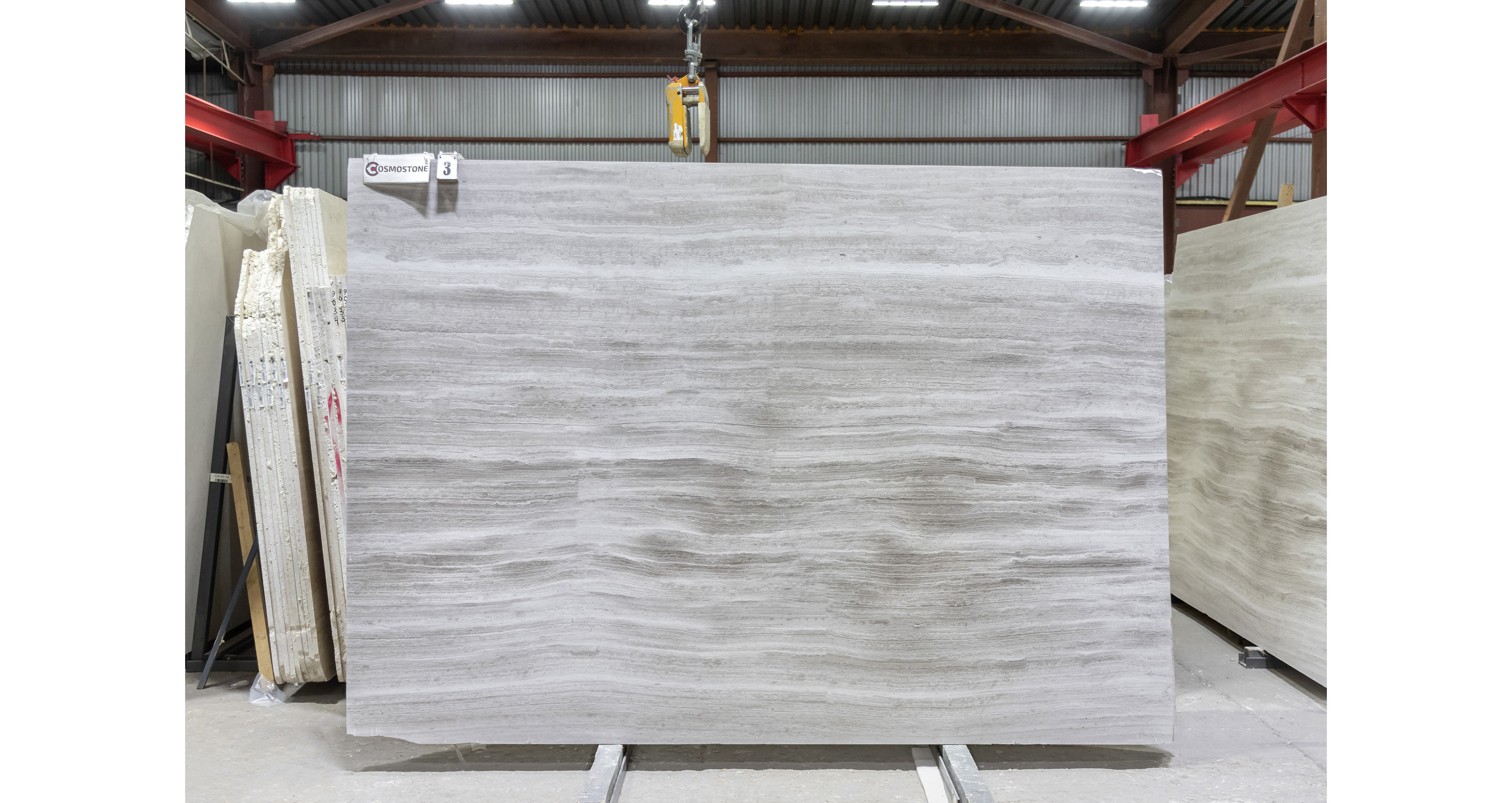 Мрамор Вайт Вуден / White Wooden — слэб 18 мм, полированный · 2680 × 1900 мм · партия В · № 003