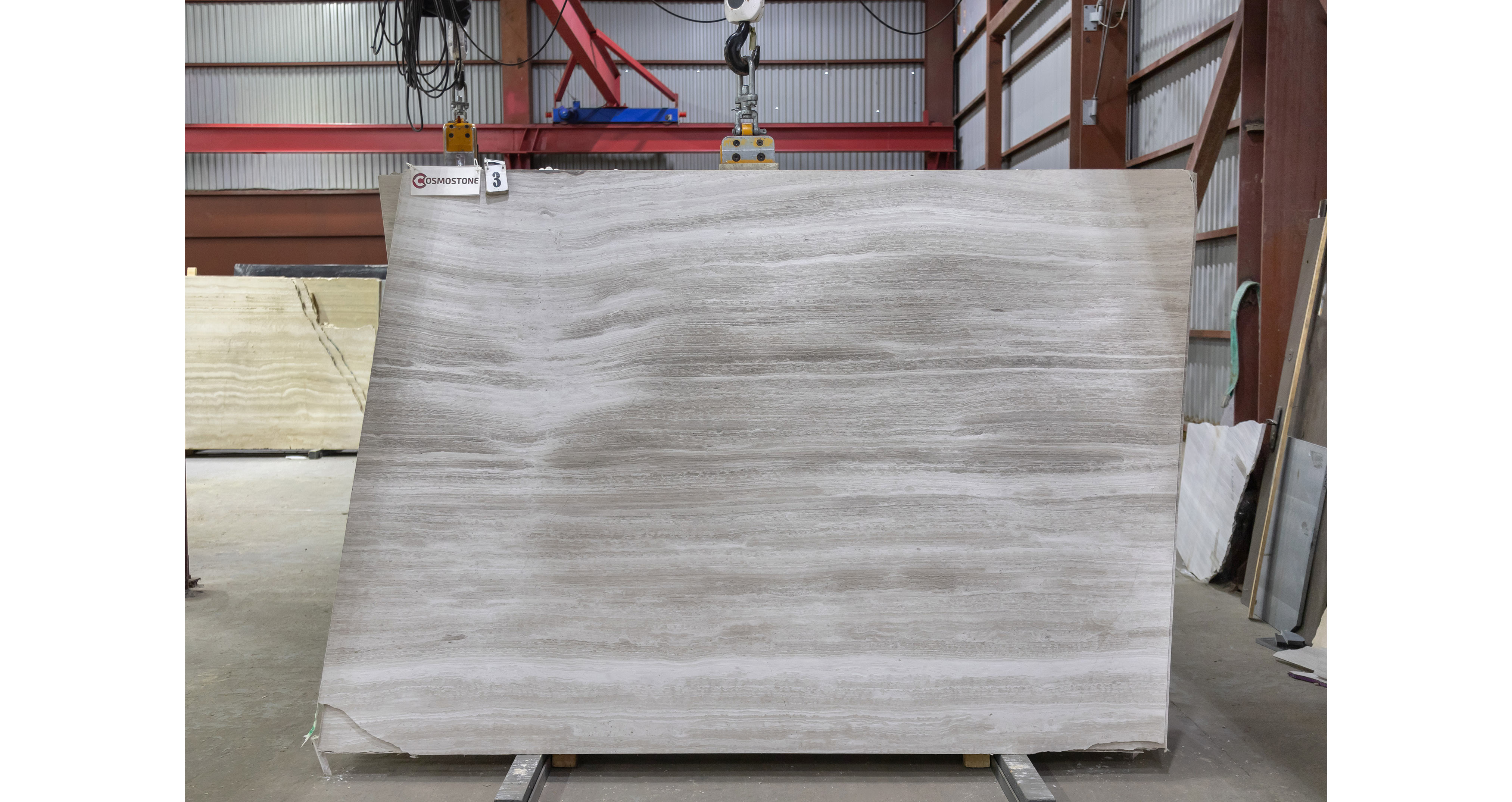 Мрамор Вайт Вуден / White Wooden — слэб 18 мм, полированный · 2460 × 1800 мм · партия Д · № 003