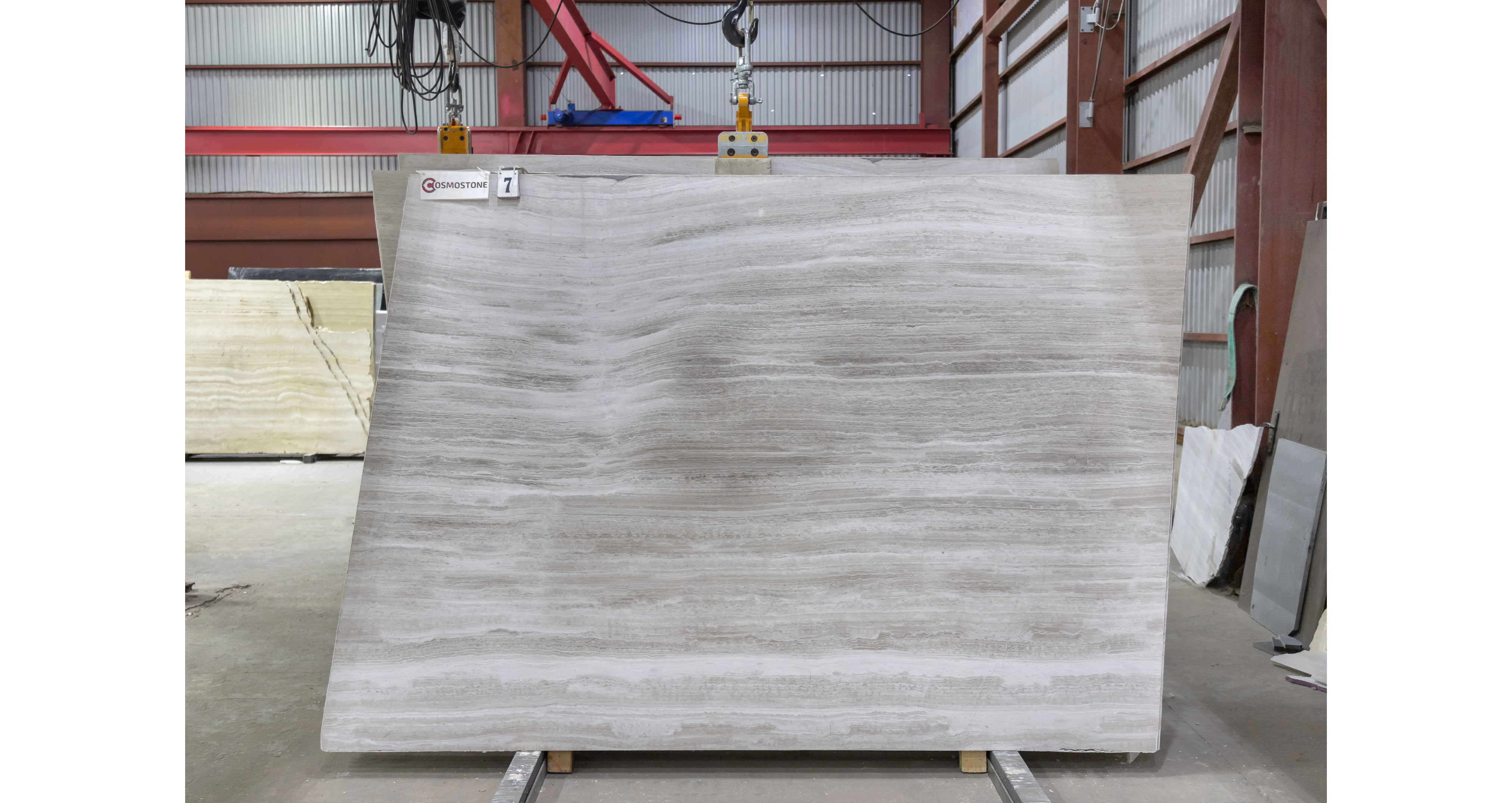 Мрамор Вайт Вуден / White Wooden — слэб 18 мм, полированный · 2460 × 1800 мм · партия Д · № 007