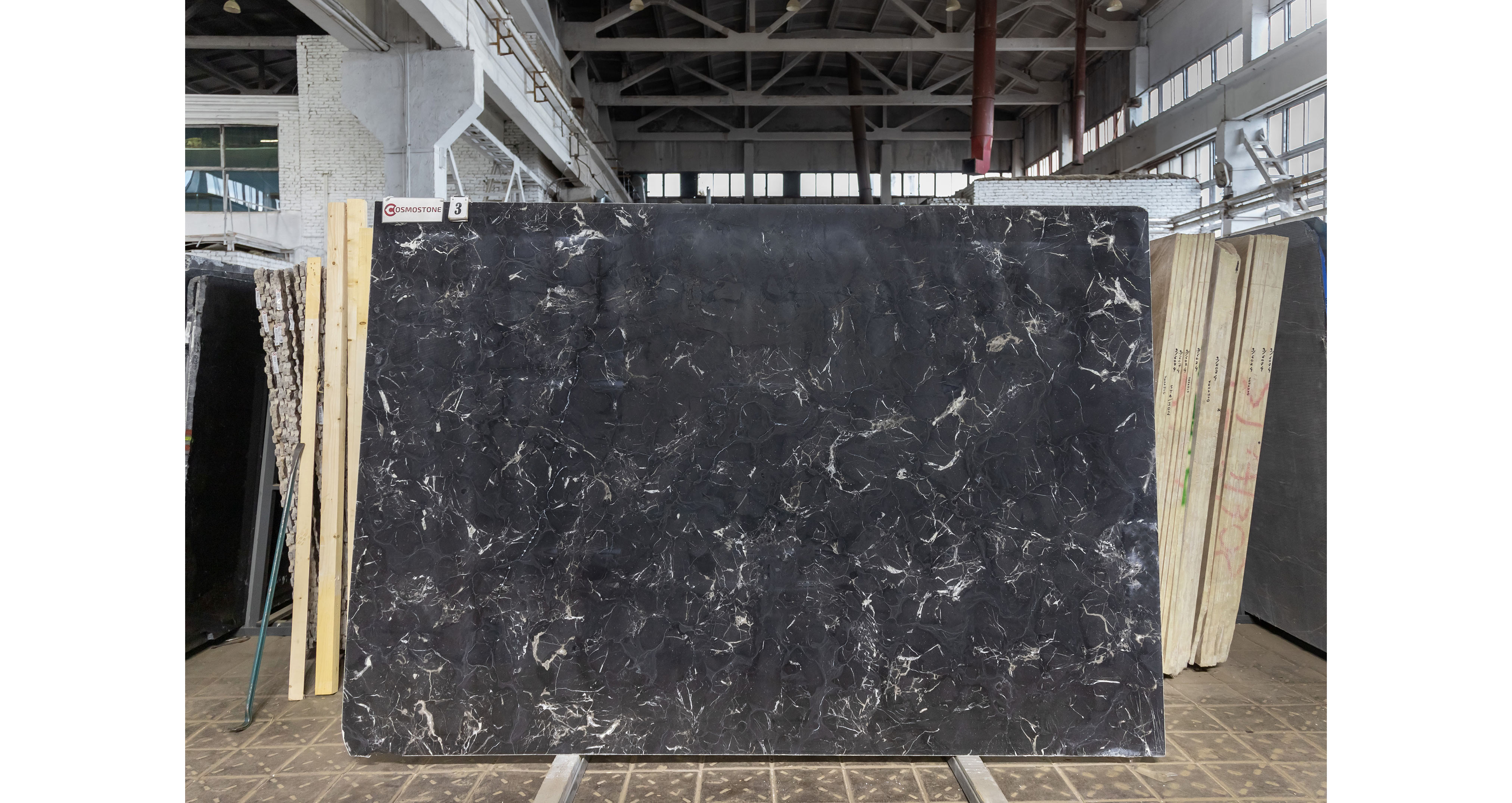 Мрамор Неро Маркина Чайна / Nero Marquina China — слэб 18 мм, полированный · 2830 × 1940 мм · партия А · № 003