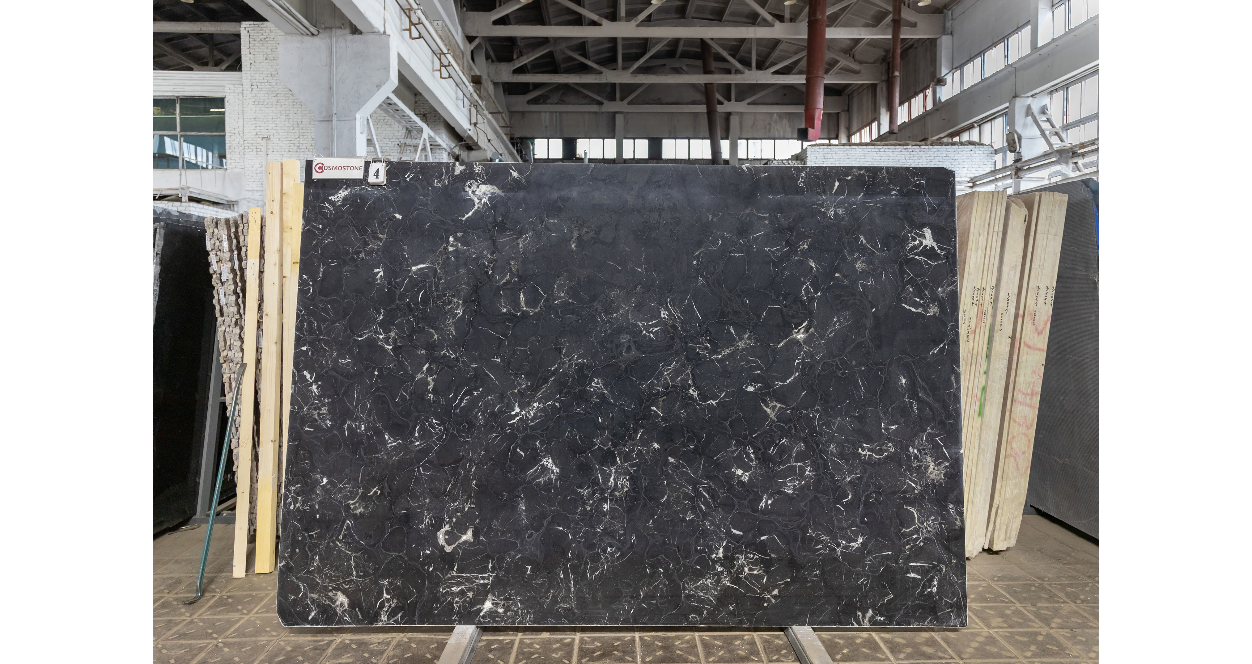 Мрамор Неро Маркина Чайна / Nero Marquina China — слэб 18 мм, полированный · 2830 × 1940 мм · партия А · № 004