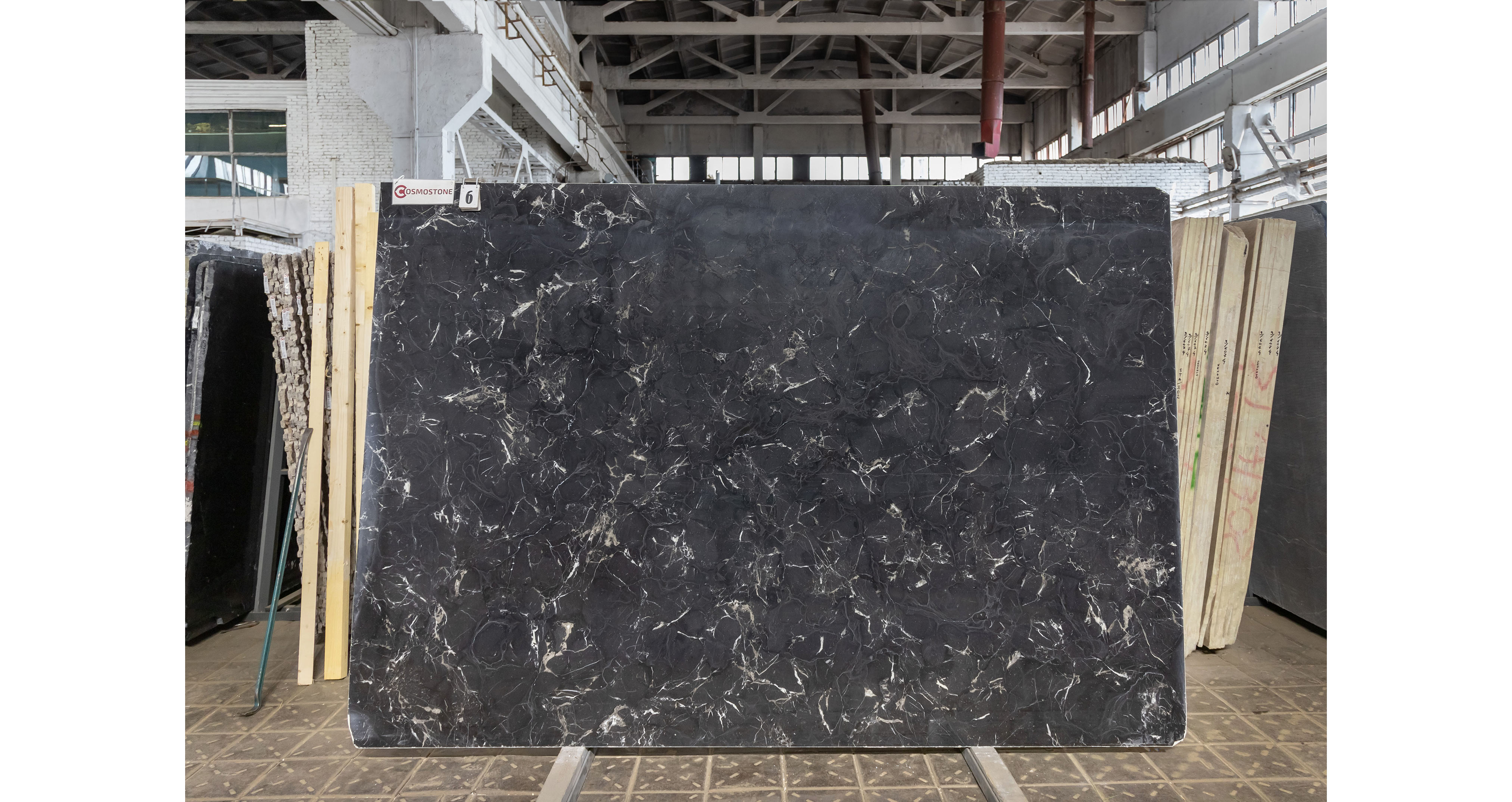 Мрамор Неро Маркина Чайна / Nero Marquina China — слэб 18 мм, полированный · 2830 × 1940 мм · партия А · № 006
