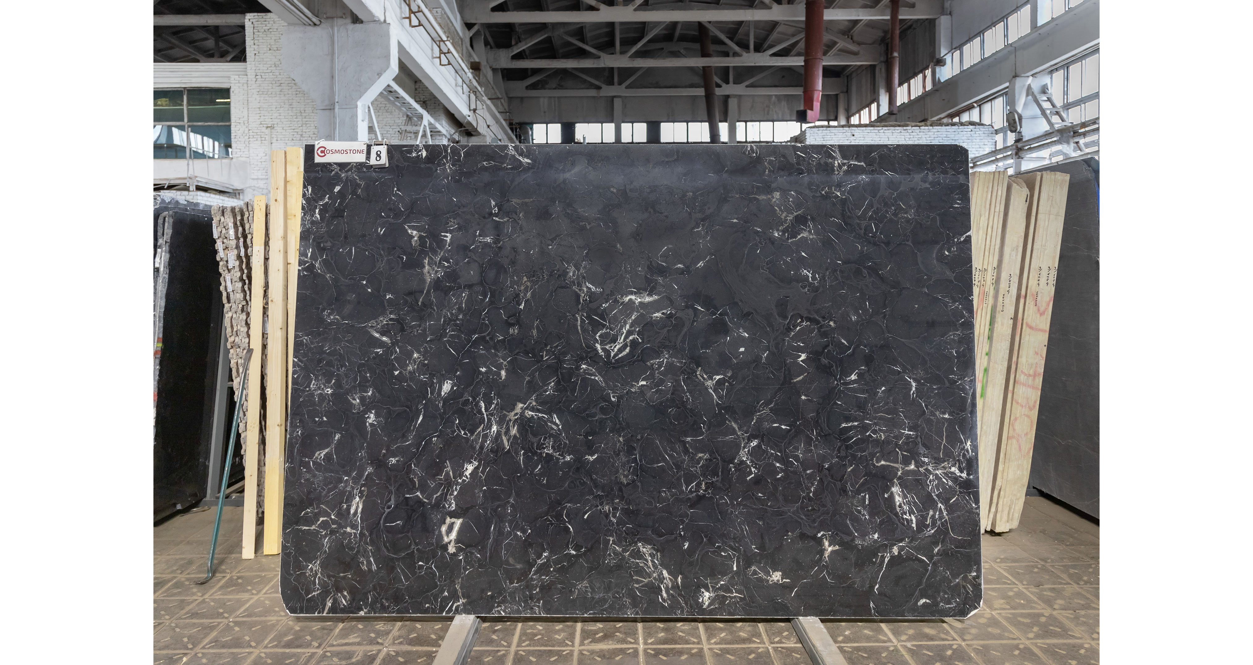 Мрамор Неро Маркина Чайна / Nero Marquina China — слэб 18 мм, полированный · 2830 × 1940 мм · партия А · № 008