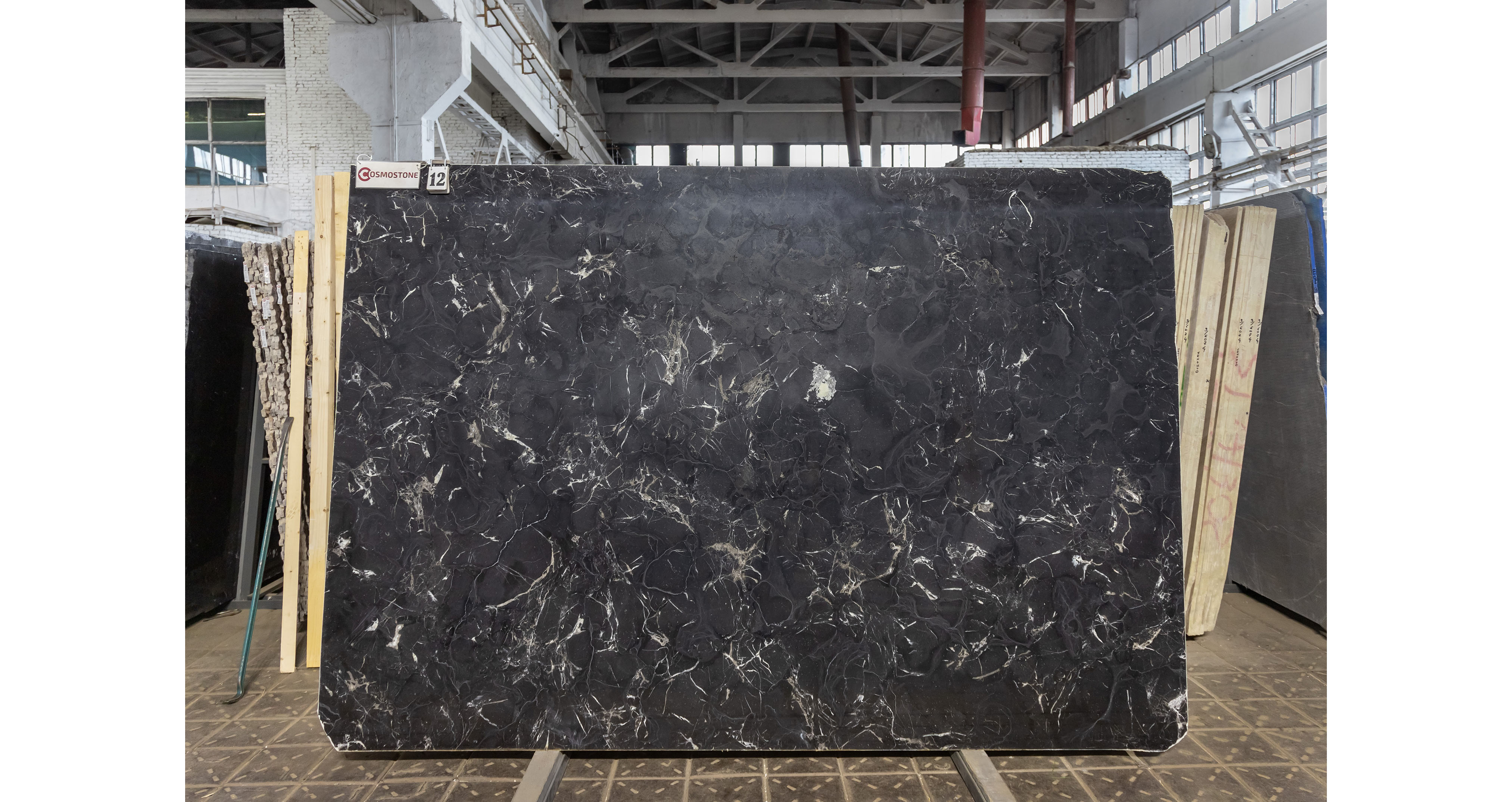 Мрамор Неро Маркина Чайна / Nero Marquina China — слэб 18 мм, полированный · 2830 × 1940 мм · партия А · № 012