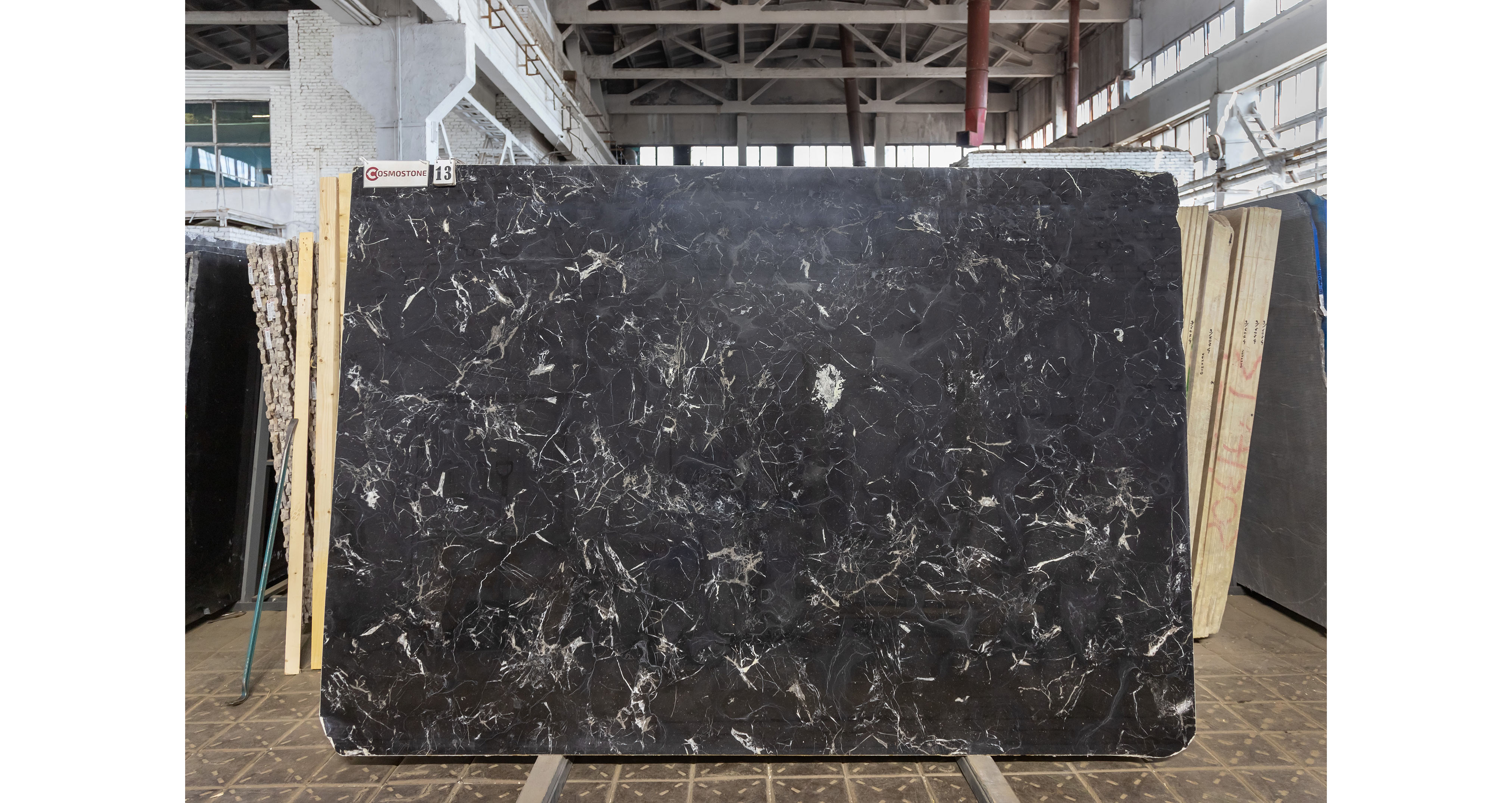 Мрамор Неро Маркина Чайна / Nero Marquina China — слэб 18 мм, полированный · 2830 × 1940 мм · партия А · № 013