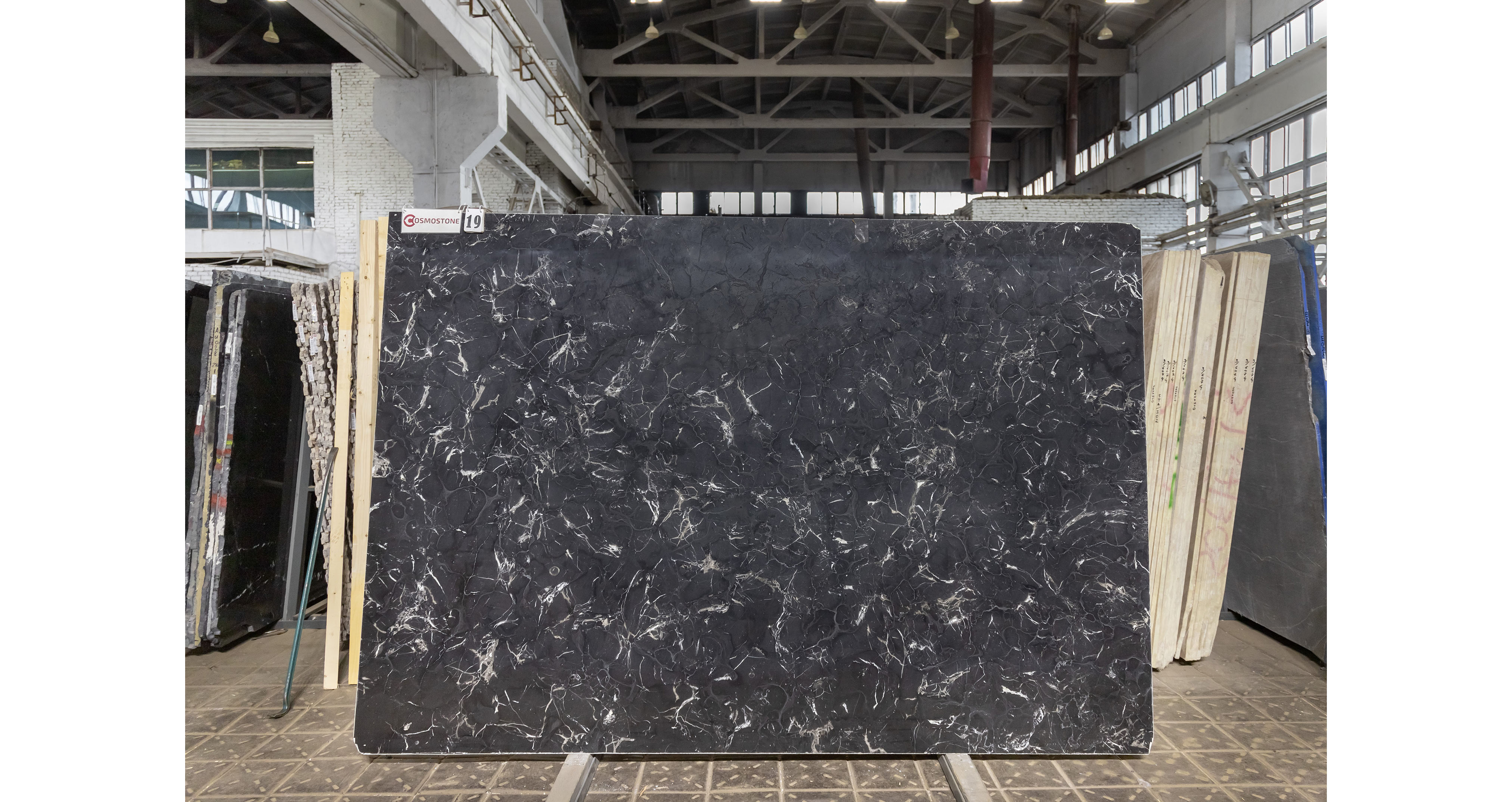 Мрамор Неро Маркина Чайна / Nero Marquina China — слэб 18 мм, полированный · 2830 × 1940 мм · партия А · № 019