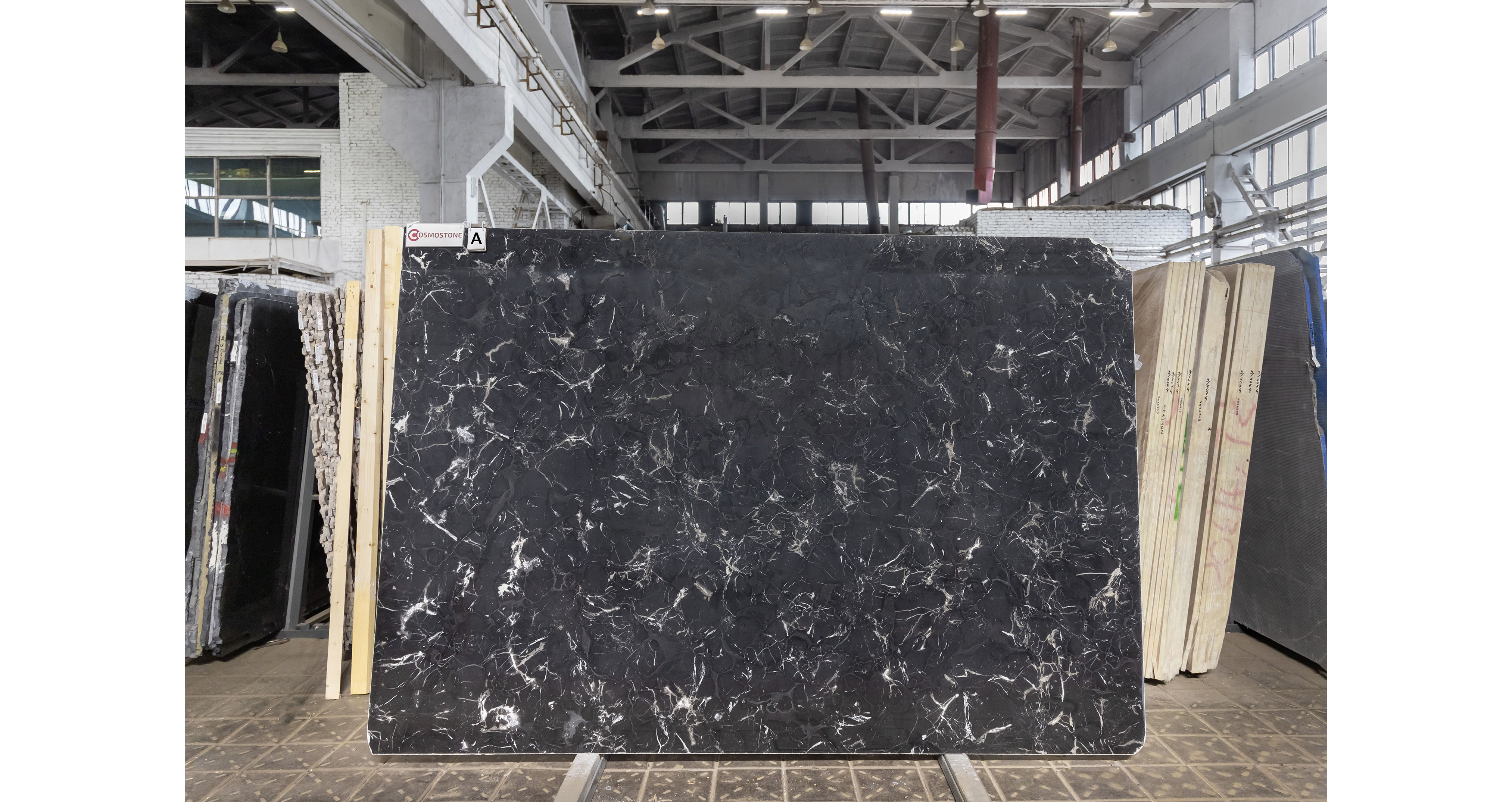 Мрамор Неро Маркина Чайна / Nero Marquina China — слэб 18 мм, полированный · 2830 × 1940 мм · партия А · № 038